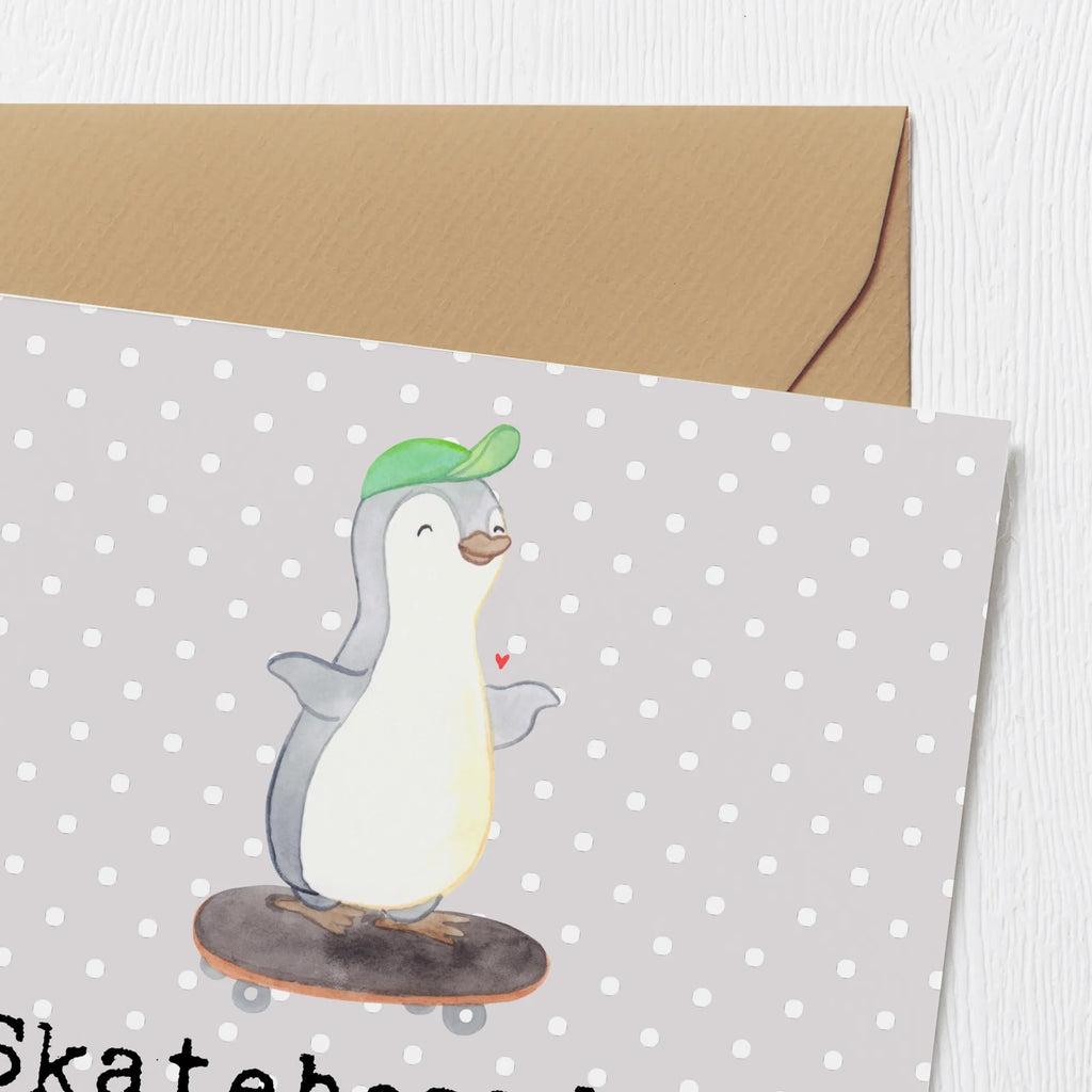 Deluxe Karte Pinguin Skateboarden Karte, Grußkarte, Klappkarte, Einladungskarte, Glückwunschkarte, Hochzeitskarte, Geburtstagskarte, Hochwertige Grußkarte, Hochwertige Klappkarte, Geschenk, Sport, Sportart, Hobby, Schenken, Danke, Dankeschön, Auszeichnung, Gewinn, Sportler, Skateboarden, Skateboard fahren, Skaten, Skateboard, Skateplatz