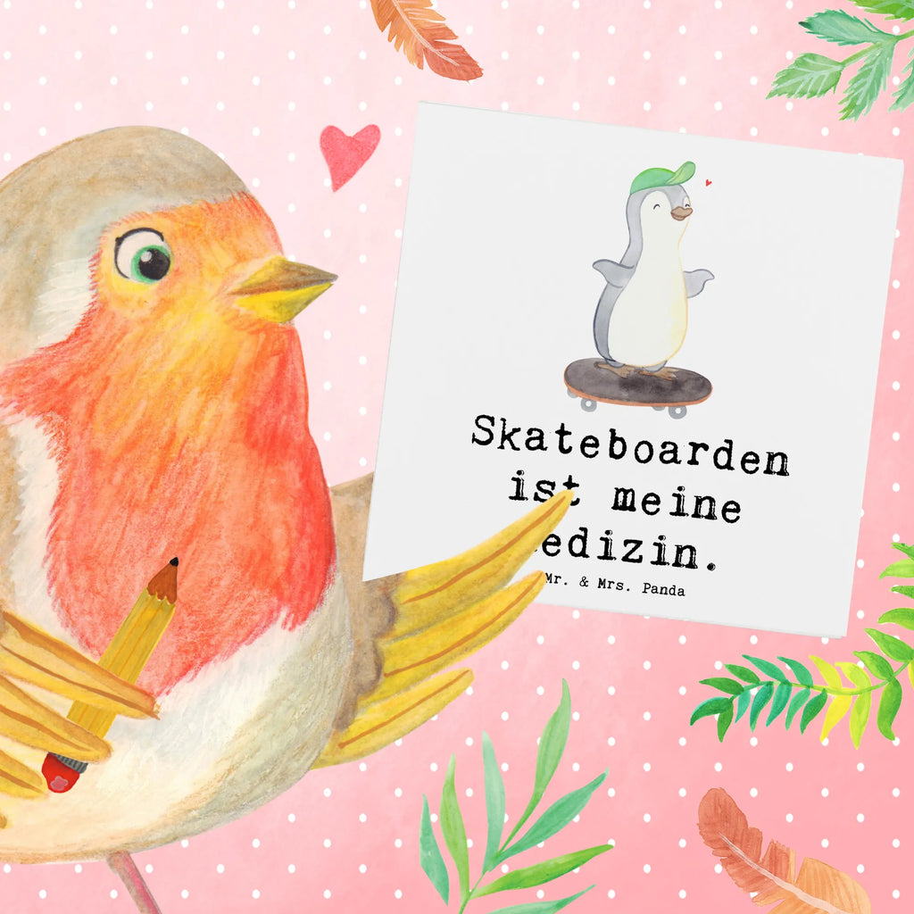 Deluxe Karte Pinguin Skateboarden Karte, Grußkarte, Klappkarte, Einladungskarte, Glückwunschkarte, Hochzeitskarte, Geburtstagskarte, Hochwertige Grußkarte, Hochwertige Klappkarte, Geschenk, Sport, Sportart, Hobby, Schenken, Danke, Dankeschön, Auszeichnung, Gewinn, Sportler, Skateboarden, Skateboard fahren, Skaten, Skateboard, Skateplatz