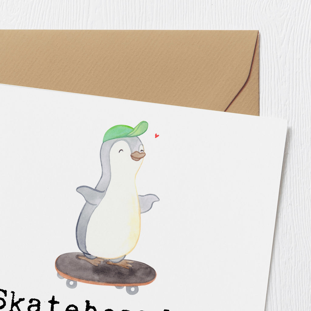 Deluxe Karte Pinguin Skateboarden Karte, Grußkarte, Klappkarte, Einladungskarte, Glückwunschkarte, Hochzeitskarte, Geburtstagskarte, Hochwertige Grußkarte, Hochwertige Klappkarte, Geschenk, Sport, Sportart, Hobby, Schenken, Danke, Dankeschön, Auszeichnung, Gewinn, Sportler, Skateboarden, Skateboard fahren, Skaten, Skateboard, Skateplatz