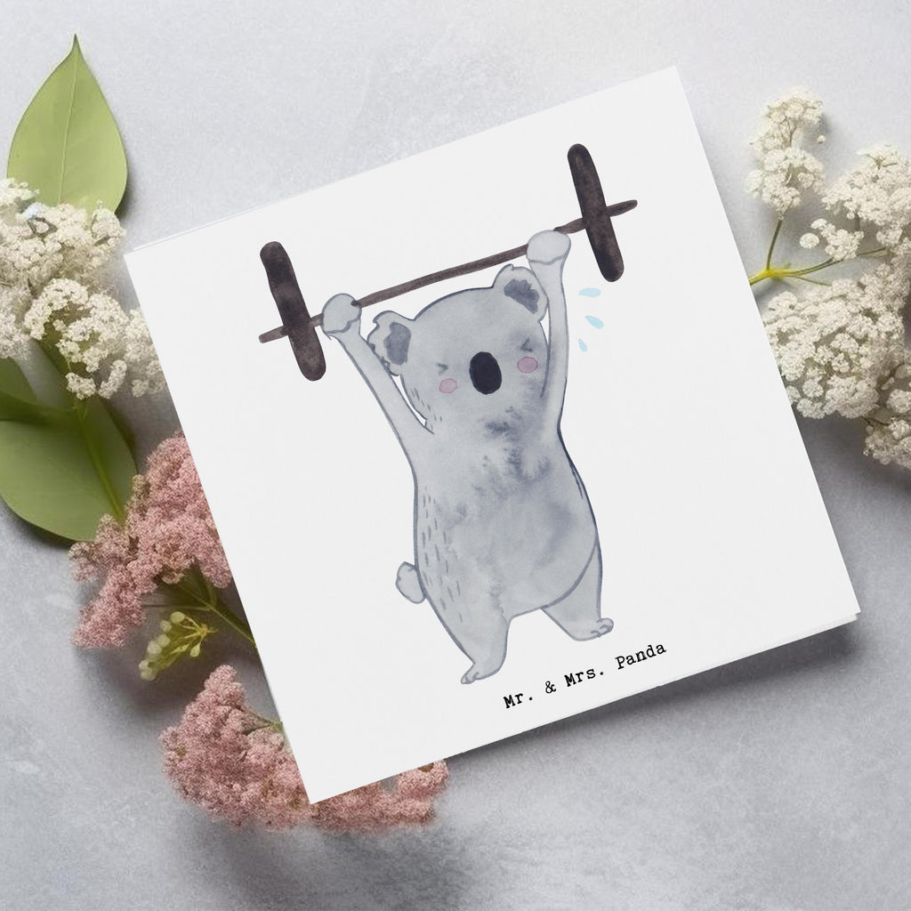 Deluxe Karte Koala Crossfit Karte, Grußkarte, Klappkarte, Einladungskarte, Glückwunschkarte, Hochzeitskarte, Geburtstagskarte, Hochwertige Grußkarte, Hochwertige Klappkarte, Geschenk, Sport, Sportart, Hobby, Schenken, Danke, Dankeschön, Auszeichnung, Gewinn, Sportler, Crossfit, Wettkampfsport, Sportschule