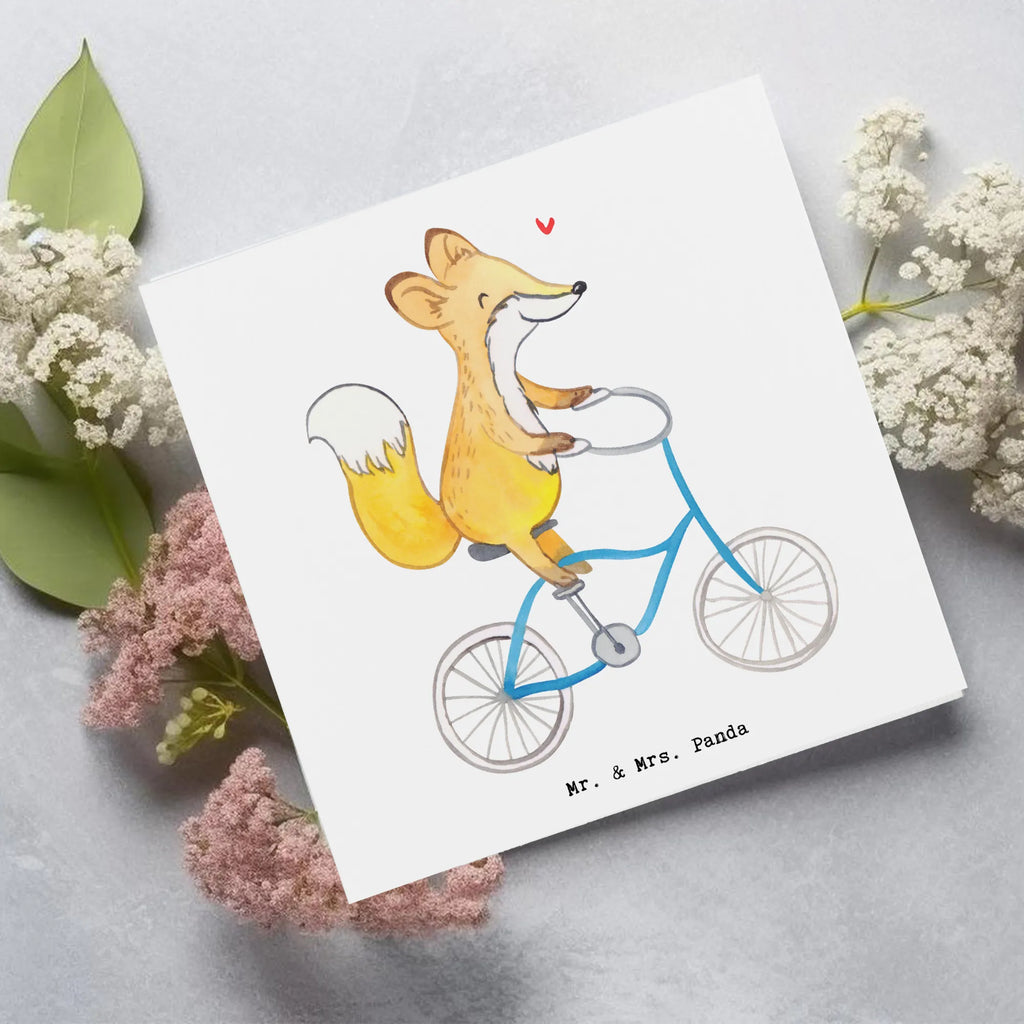 Deluxe Karte Fuchs Fahrrad fahren Karte, Grußkarte, Klappkarte, Einladungskarte, Glückwunschkarte, Hochzeitskarte, Geburtstagskarte, Hochwertige Grußkarte, Hochwertige Klappkarte, Geschenk, Sport, Sportart, Hobby, Schenken, Danke, Dankeschön, Auszeichnung, Gewinn, Sportler, Fahrrad fahren, Radeln, Trekking, Mountainbiking, Radsport