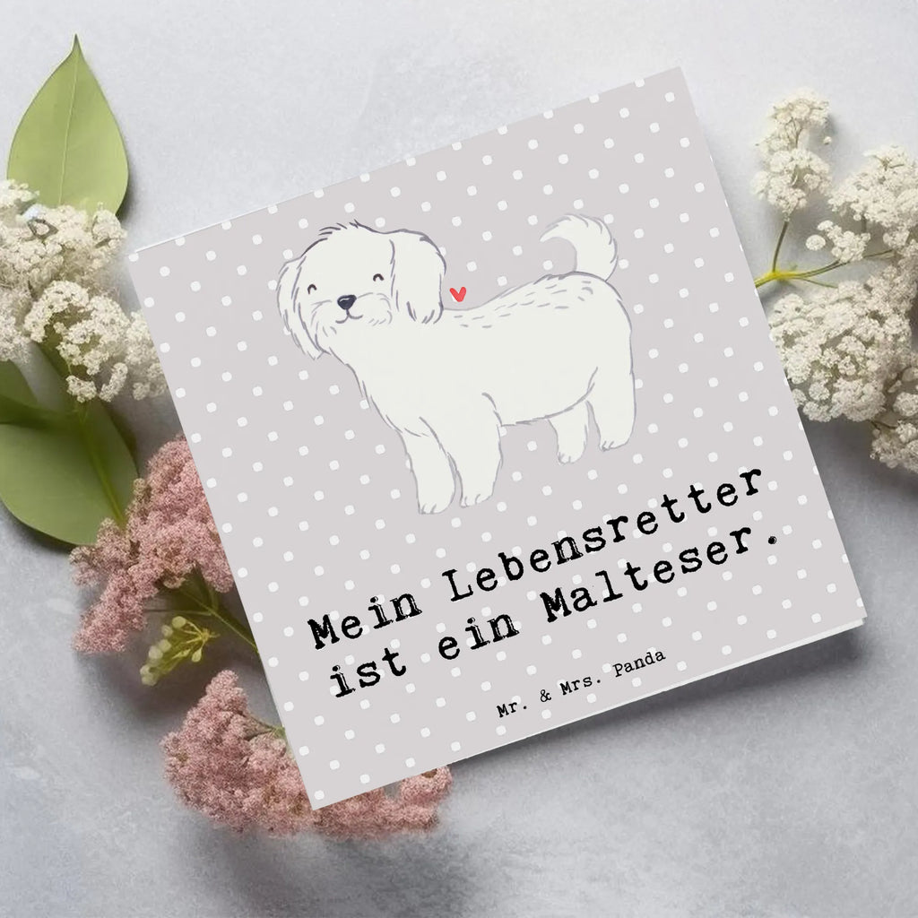 Deluxe Karte Malteser Lebensretter Karte, Grußkarte, Klappkarte, Einladungskarte, Glückwunschkarte, Hochzeitskarte, Geburtstagskarte, Hochwertige Grußkarte, Hochwertige Klappkarte, Hund, Hunderasse, Rassehund, Hundebesitzer, Geschenk, Tierfreund, Schenken, Welpe, Malteser