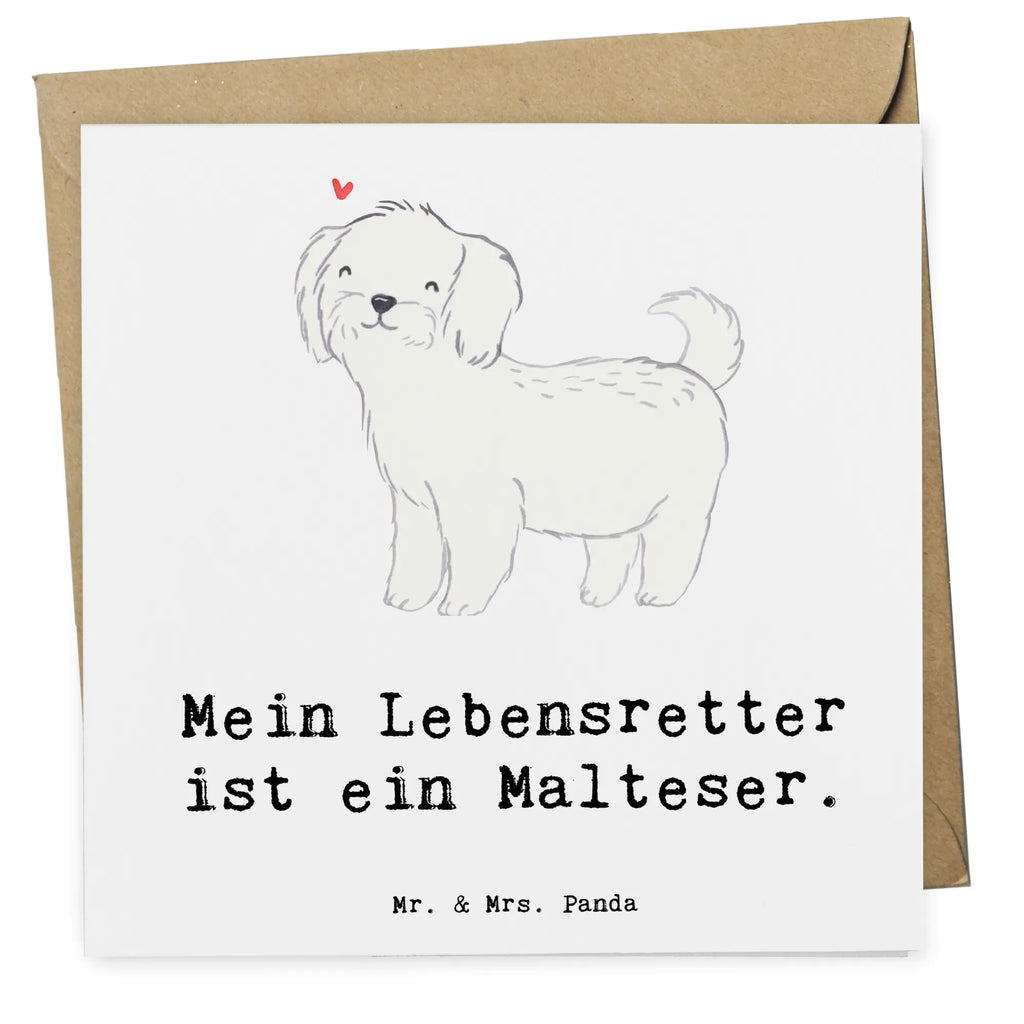 Deluxe Karte Malteser Lebensretter Karte, Grußkarte, Klappkarte, Einladungskarte, Glückwunschkarte, Hochzeitskarte, Geburtstagskarte, Hochwertige Grußkarte, Hochwertige Klappkarte, Hund, Hunderasse, Rassehund, Hundebesitzer, Geschenk, Tierfreund, Schenken, Welpe, Malteser