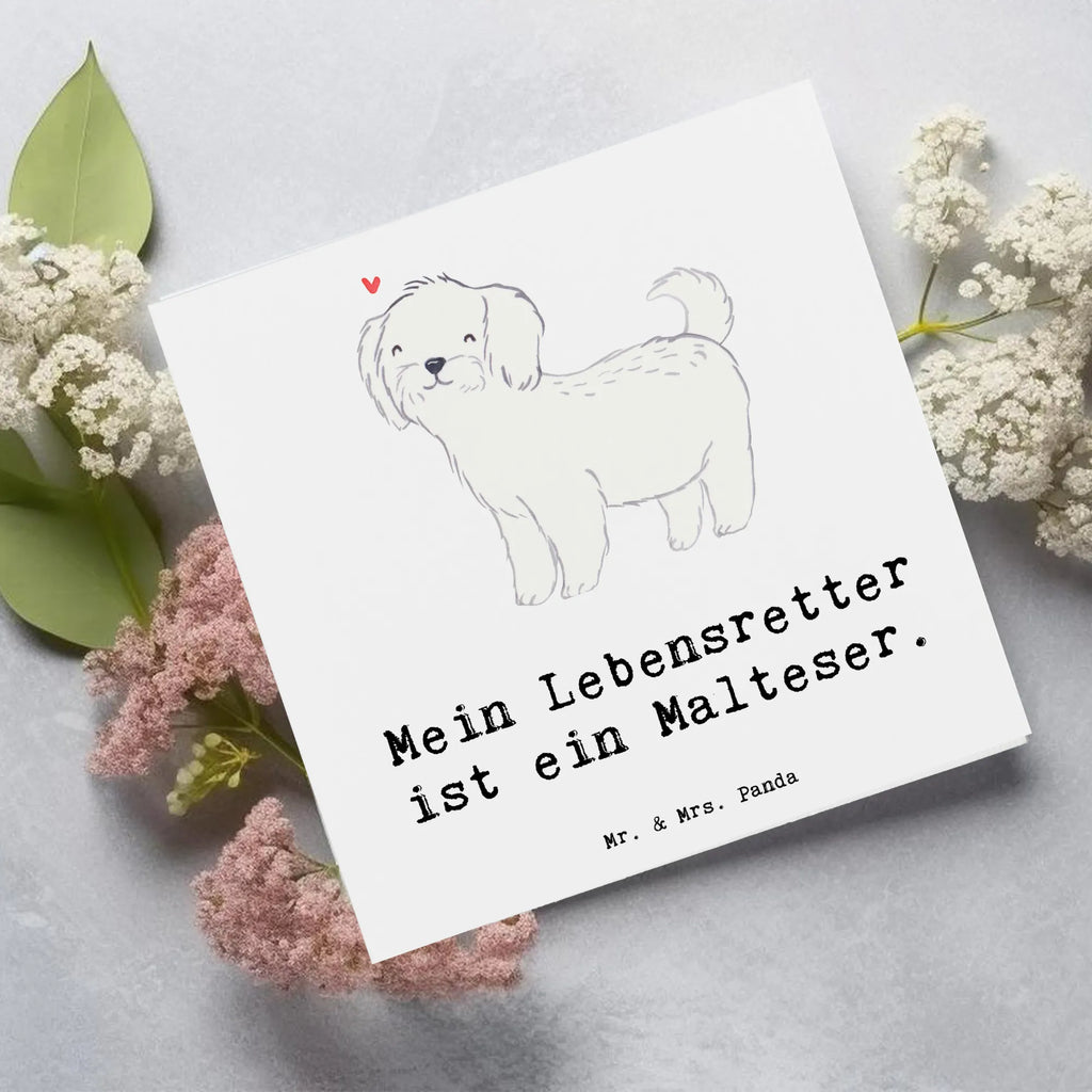 Deluxe Karte Malteser Lebensretter Karte, Grußkarte, Klappkarte, Einladungskarte, Glückwunschkarte, Hochzeitskarte, Geburtstagskarte, Hochwertige Grußkarte, Hochwertige Klappkarte, Hund, Hunderasse, Rassehund, Hundebesitzer, Geschenk, Tierfreund, Schenken, Welpe, Malteser