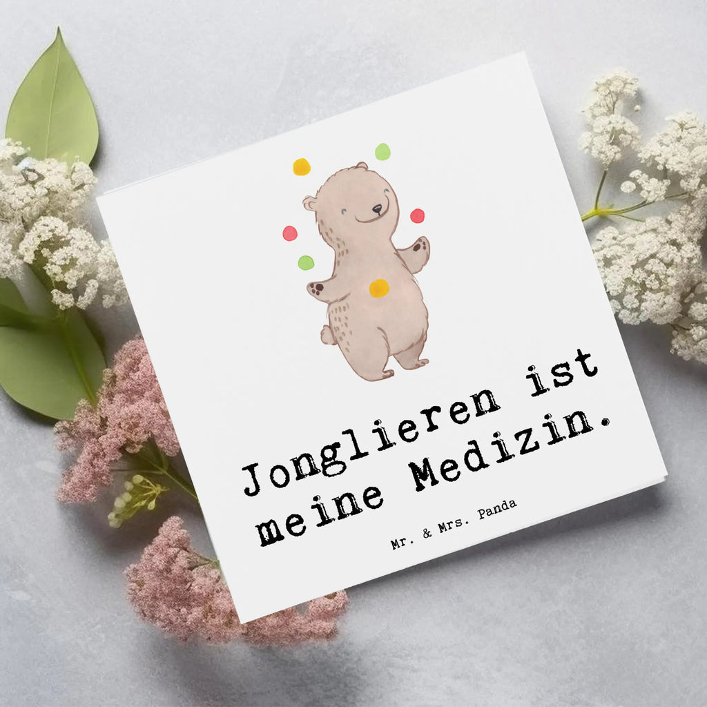 Deluxe Karte Bär Jonglieren Karte, Grußkarte, Klappkarte, Einladungskarte, Glückwunschkarte, Hochzeitskarte, Geburtstagskarte, Hochwertige Grußkarte, Hochwertige Klappkarte, Geschenk, Sport, Sportart, Hobby, Schenken, Danke, Dankeschön, Auszeichnung, Gewinn, Sportler, Jonglieren, Jongleur, Zirkus, Artistik