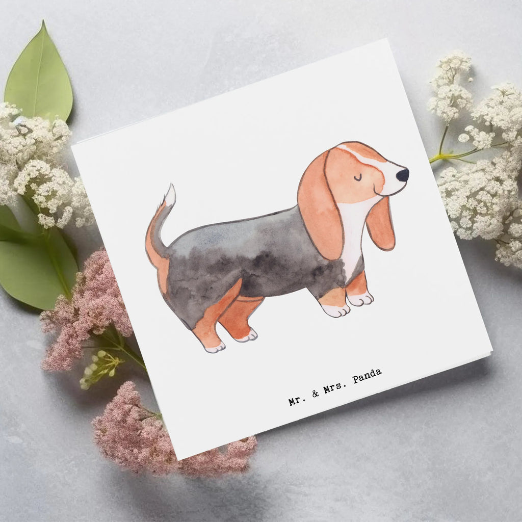 Deluxe Karte Basset Hound Moment Karte, Grußkarte, Klappkarte, Einladungskarte, Glückwunschkarte, Hochzeitskarte, Geburtstagskarte, Hochwertige Grußkarte, Hochwertige Klappkarte, Hund, Hunderasse, Rassehund, Hundebesitzer, Geschenk, Tierfreund, Schenken, Welpe, Basset Hound, Basset