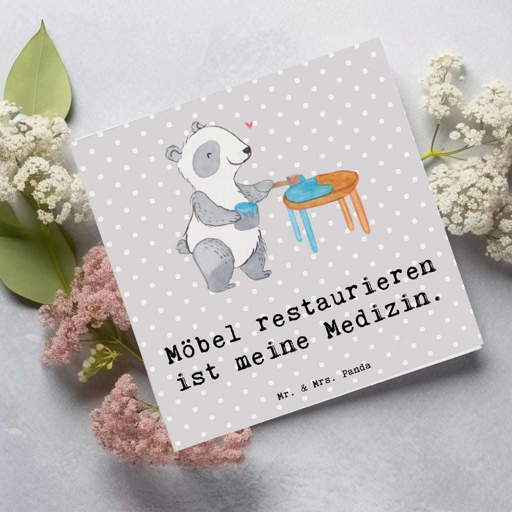 Deluxe Karte Panda Möbel restaurieren Karte, Grußkarte, Klappkarte, Einladungskarte, Glückwunschkarte, Hochzeitskarte, Geburtstagskarte, Hochwertige Grußkarte, Hochwertige Klappkarte, Geschenk, Sport, Sportart, Hobby, Schenken, Danke, Dankeschön, Auszeichnung, Gewinn, Sportler, Möbel restaurieren, antike Möbel restaurieren, Handwerk, Restaurator