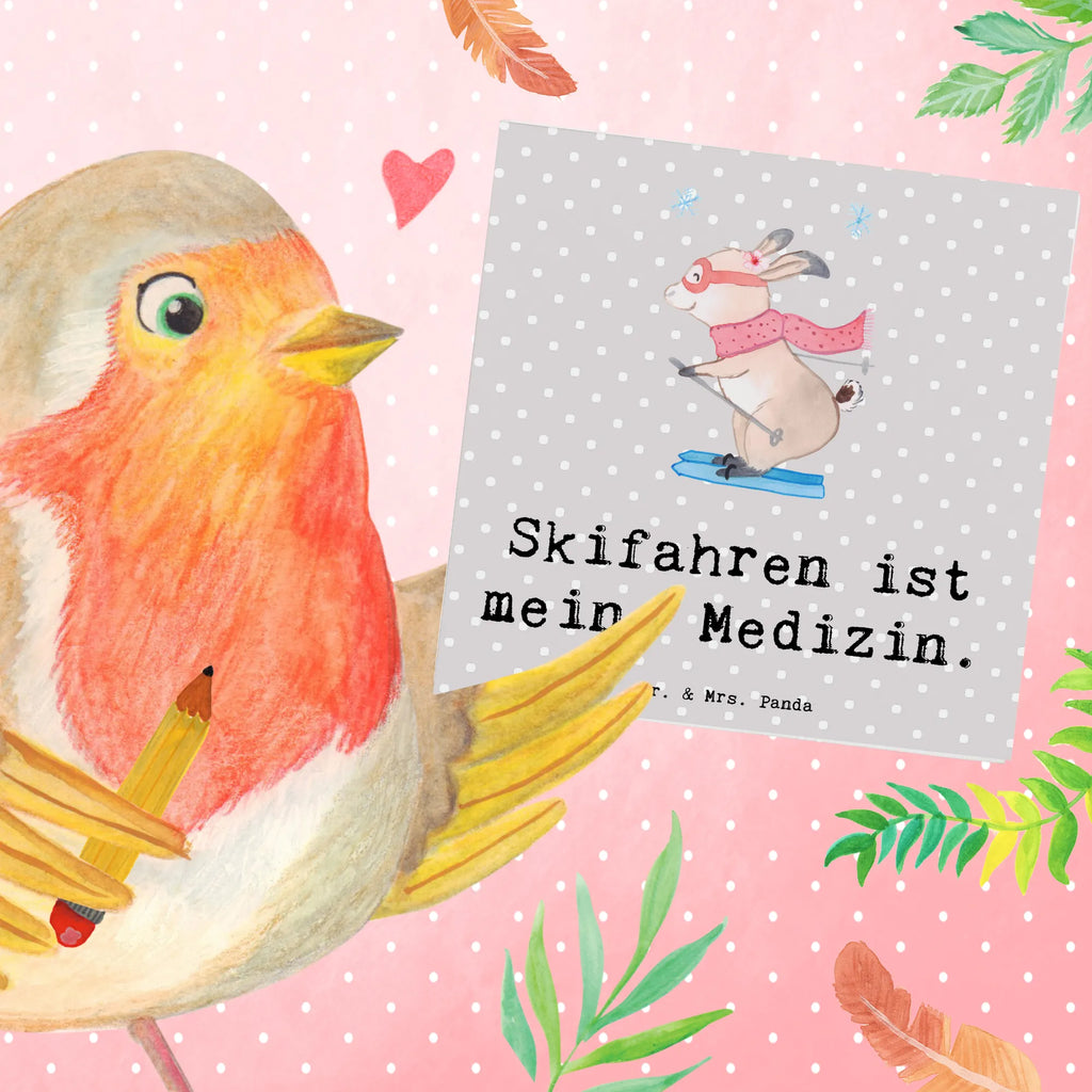 Deluxe Karte Hase Skifahren Karte, Grußkarte, Klappkarte, Einladungskarte, Glückwunschkarte, Hochzeitskarte, Geburtstagskarte, Hochwertige Grußkarte, Hochwertige Klappkarte, Geschenk, Sport, Sportart, Hobby, Schenken, Danke, Dankeschön, Auszeichnung, Gewinn, Sportler, Ski fahren, Skifahren, Skisport, Skiwettbewerb, Skirennen