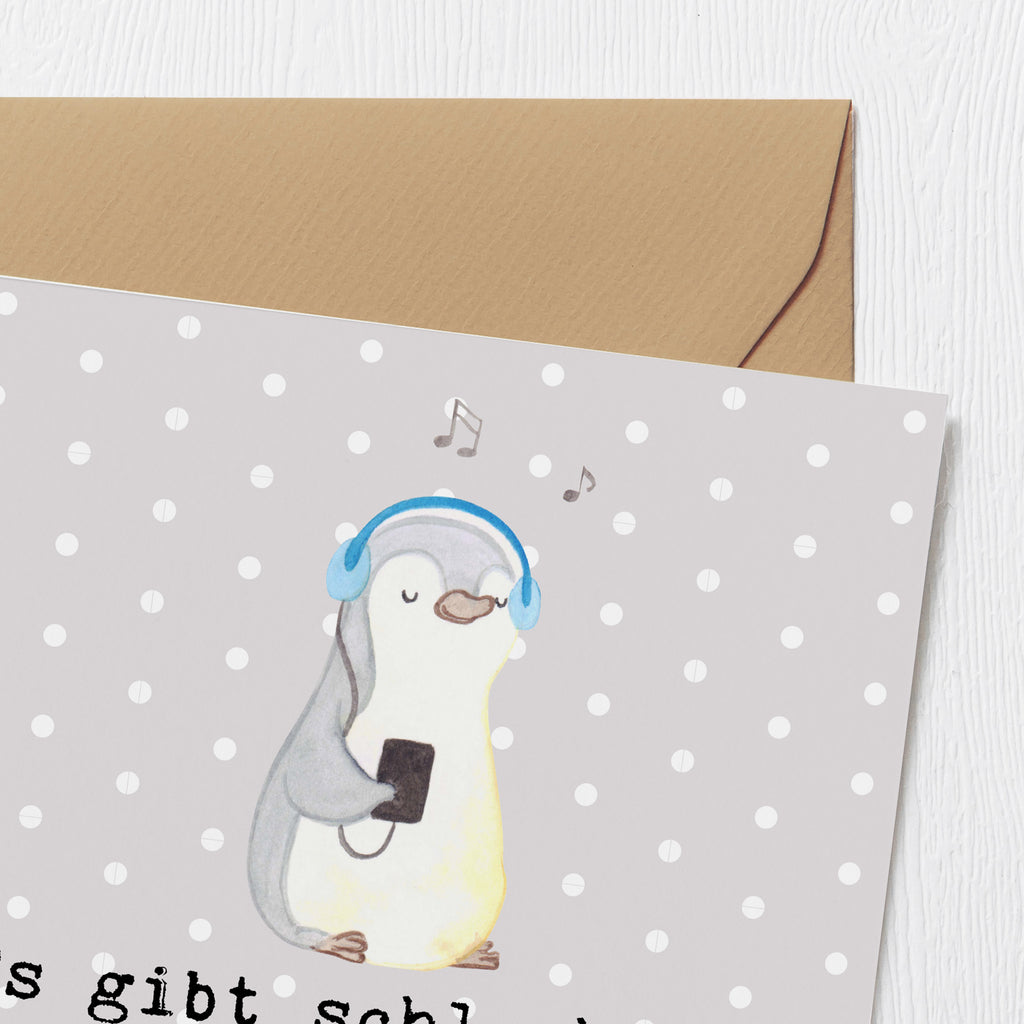 Deluxe Karte Pinguin Musik hören Karte, Grußkarte, Klappkarte, Einladungskarte, Glückwunschkarte, Hochzeitskarte, Geburtstagskarte, Hochwertige Grußkarte, Hochwertige Klappkarte, Geschenk, Sport, Sportart, Hobby, Schenken, Danke, Dankeschön, Auszeichnung, Gewinn, Sportler, Musik hören, Lieblingssong