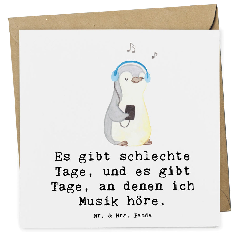 Deluxe Karte Pinguin Musik hören Karte, Grußkarte, Klappkarte, Einladungskarte, Glückwunschkarte, Hochzeitskarte, Geburtstagskarte, Hochwertige Grußkarte, Hochwertige Klappkarte, Geschenk, Sport, Sportart, Hobby, Schenken, Danke, Dankeschön, Auszeichnung, Gewinn, Sportler, Musik hören, Lieblingssong