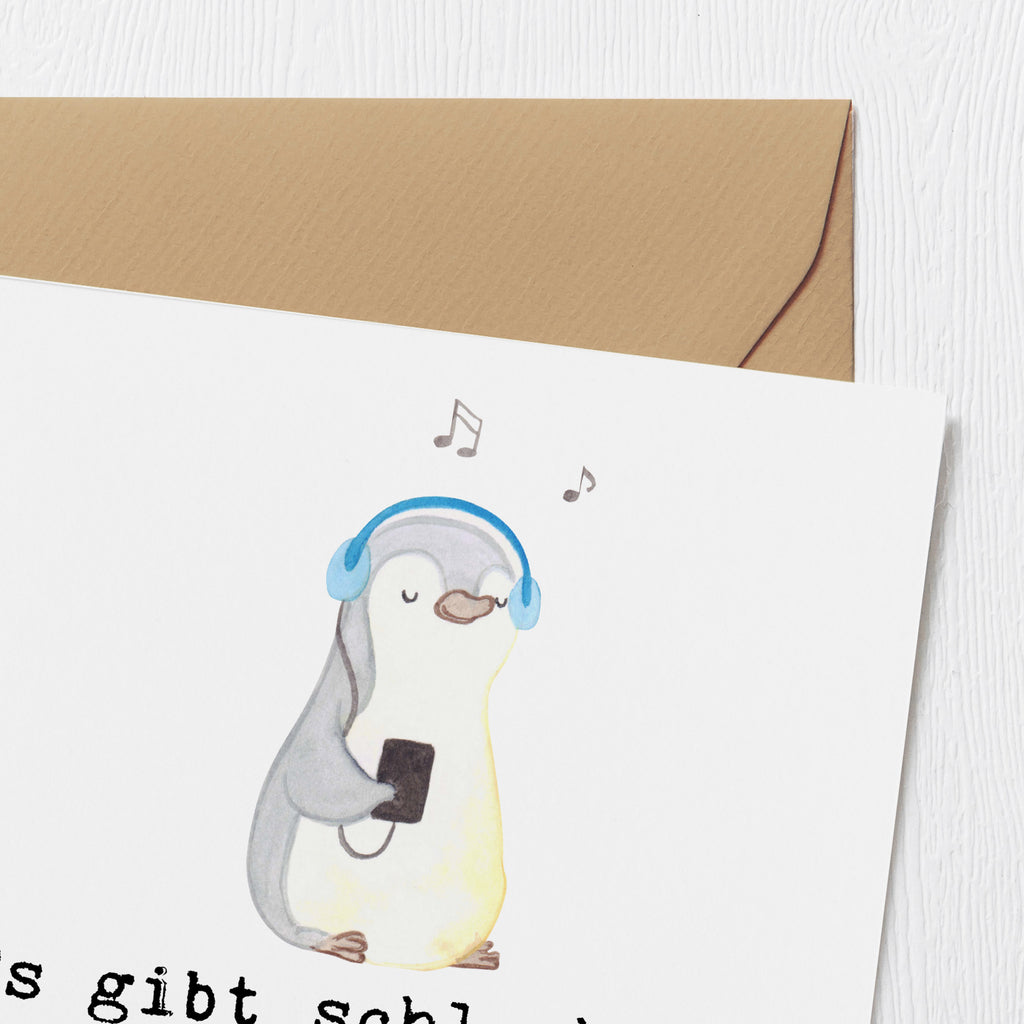 Deluxe Karte Pinguin Musik hören Karte, Grußkarte, Klappkarte, Einladungskarte, Glückwunschkarte, Hochzeitskarte, Geburtstagskarte, Hochwertige Grußkarte, Hochwertige Klappkarte, Geschenk, Sport, Sportart, Hobby, Schenken, Danke, Dankeschön, Auszeichnung, Gewinn, Sportler, Musik hören, Lieblingssong