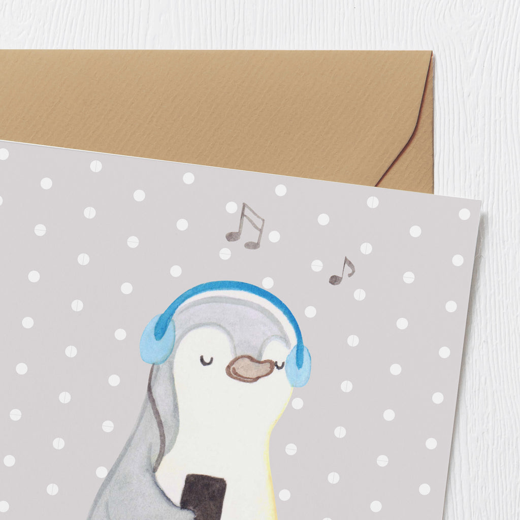 Deluxe Karte Pinguin Musik hören Karte, Grußkarte, Klappkarte, Einladungskarte, Glückwunschkarte, Hochzeitskarte, Geburtstagskarte, Hochwertige Grußkarte, Hochwertige Klappkarte, Geschenk, Sport, Sportart, Hobby, Schenken, Danke, Dankeschön, Auszeichnung, Gewinn, Sportler, Musik hören, Lieblingssong