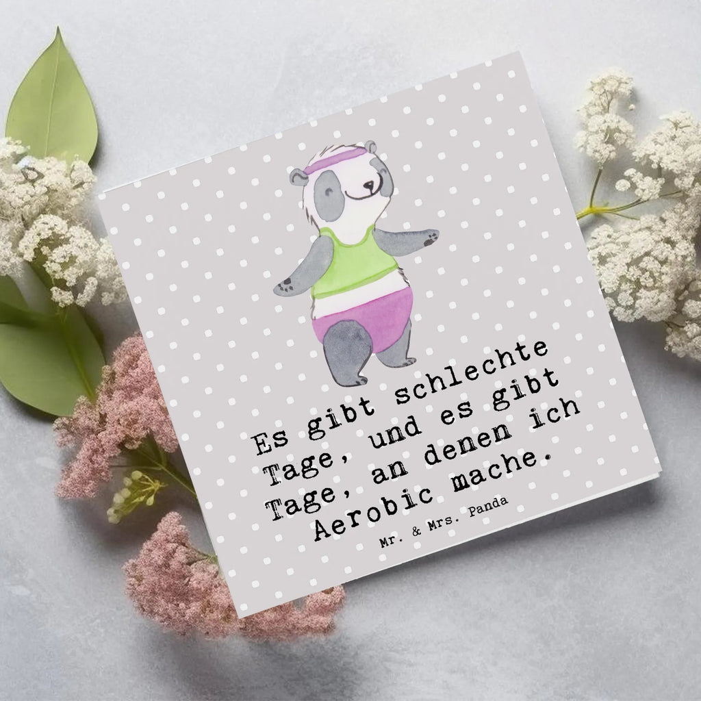 Deluxe Karte Panda Aerobic Karte, Grußkarte, Klappkarte, Einladungskarte, Glückwunschkarte, Hochzeitskarte, Geburtstagskarte, Hochwertige Grußkarte, Hochwertige Klappkarte, Geschenk, Sport, Sportart, Hobby, Schenken, Danke, Dankeschön, Auszeichnung, Gewinn, Sportler, Aerobic, Aerobic Fitness, Fitnessstudio