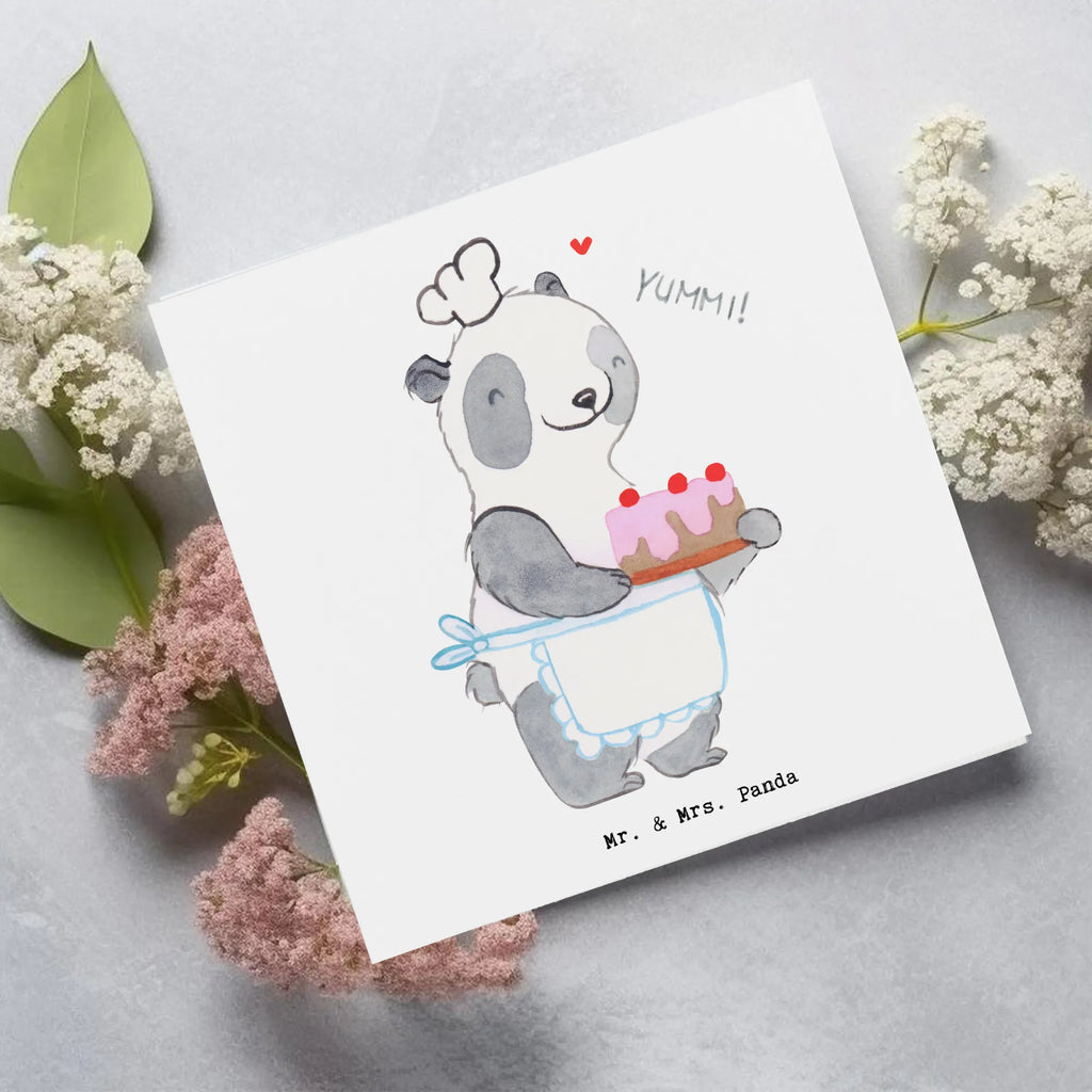 Deluxe Karte Panda Backen Karte, Grußkarte, Klappkarte, Einladungskarte, Glückwunschkarte, Hochzeitskarte, Geburtstagskarte, Hochwertige Grußkarte, Hochwertige Klappkarte, Geschenk, Sport, Sportart, Hobby, Schenken, Danke, Dankeschön, Auszeichnung, Gewinn, Sportler, backen, Hobbybäcker, Kuchen backen