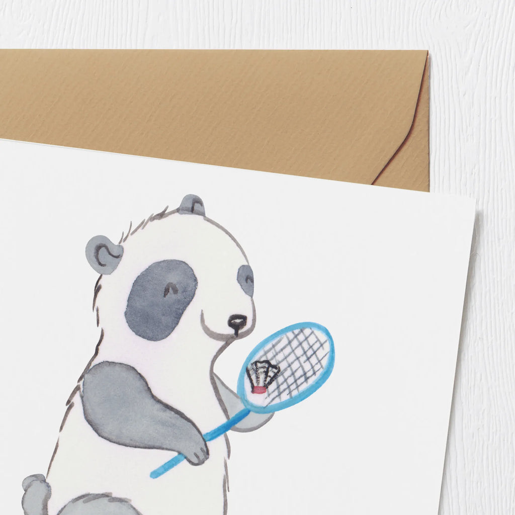 Deluxe Karte Panda Badminton Karte, Grußkarte, Klappkarte, Einladungskarte, Glückwunschkarte, Hochzeitskarte, Geburtstagskarte, Hochwertige Grußkarte, Hochwertige Klappkarte, Geschenk, Sport, Sportart, Hobby, Schenken, Danke, Dankeschön, Auszeichnung, Gewinn, Sportler, Badminton, Badminton spielen