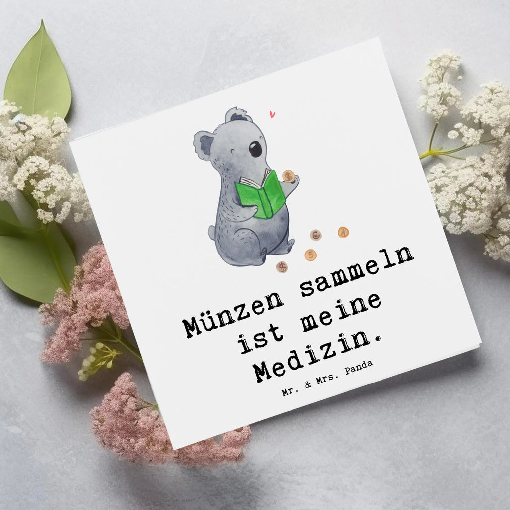 Deluxe Karte Koala Münzen sammeln Karte, Grußkarte, Klappkarte, Einladungskarte, Glückwunschkarte, Hochzeitskarte, Geburtstagskarte, Hochwertige Grußkarte, Hochwertige Klappkarte, Geschenk, Sport, Sportart, Hobby, Schenken, Danke, Dankeschön, Auszeichnung, Gewinn, Sportler, Münzen sammeln, Numismatik, Münzen aus aller Welt