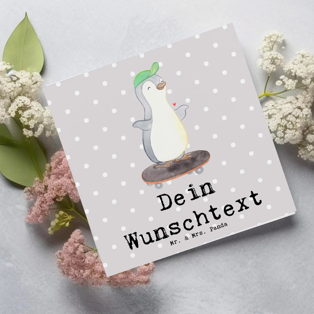 Personalisierte Deluxe Karte Pinguin Skateboarden Personalisierte Grußkarte, Personalisiertere Klappkarte, Personalisierte Einladungskarte, Personalisierte Glückwunschkarte, Personalisierte Hochzeitskarte, Personalisierte Geburtstagskarte, Grußkarte mit Namen, Grußkarte selber drucken, Grußkarte selbst gestalten, Grußkarte mit persönlichen Nachrichten, Grußkarte als Geldgeschenk, Grußkarten personalisiert, Personalisierte Karte, Geschenk, Sport, Sportart, Hobby, Schenken, Danke, Dankeschön, Auszeichnung, Gewinn, Sportler, Skateboarden, Skateboard fahren, Skaten, Skateboard, Skateplatz