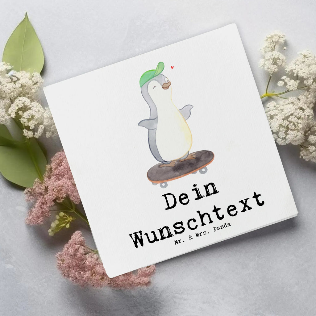 Personalisierte Deluxe Karte Pinguin Skateboarden Personalisierte Grußkarte, Personalisiertere Klappkarte, Personalisierte Einladungskarte, Personalisierte Glückwunschkarte, Personalisierte Hochzeitskarte, Personalisierte Geburtstagskarte, Grußkarte mit Namen, Grußkarte selber drucken, Grußkarte selbst gestalten, Grußkarte mit persönlichen Nachrichten, Grußkarte als Geldgeschenk, Grußkarten personalisiert, Personalisierte Karte, Geschenk, Sport, Sportart, Hobby, Schenken, Danke, Dankeschön, Auszeichnung, Gewinn, Sportler, Skateboarden, Skateboard fahren, Skaten, Skateboard, Skateplatz