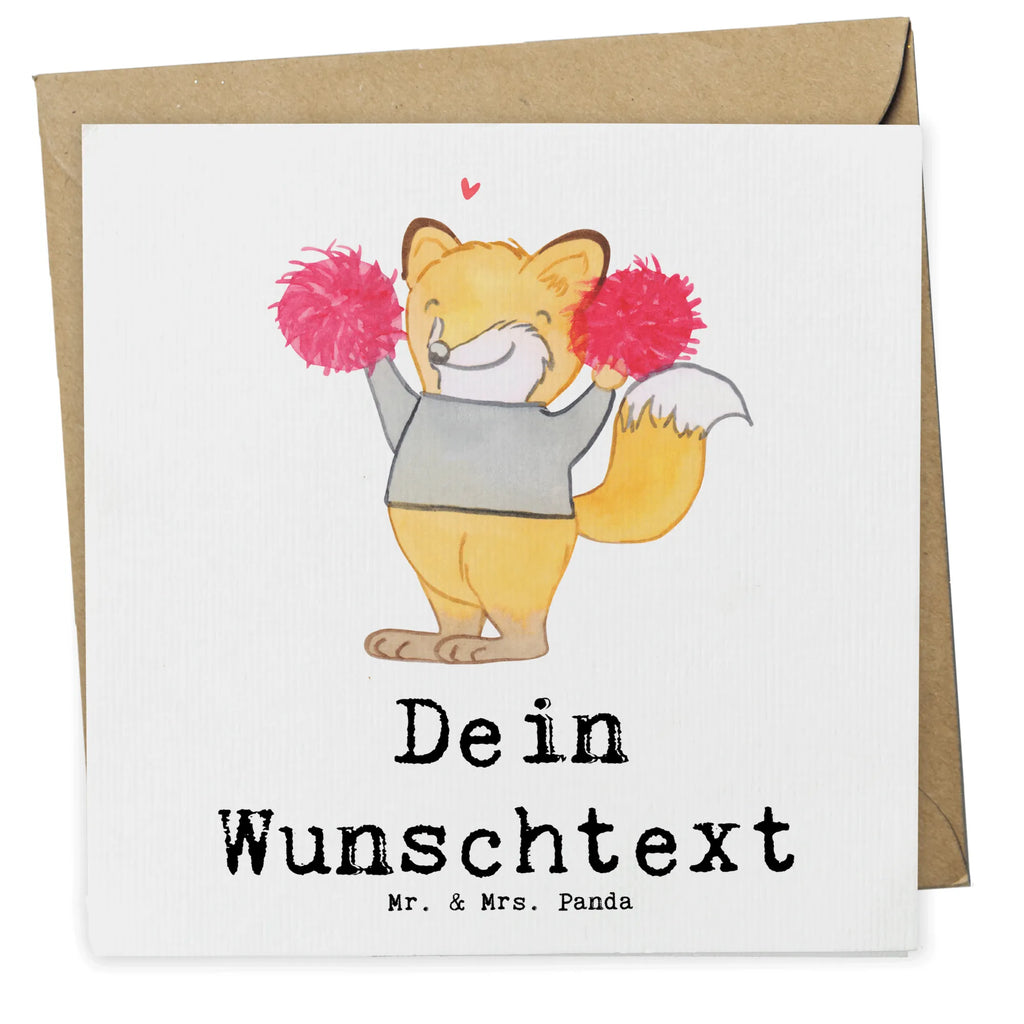 Personalisierte Deluxe Karte Fuchs Cheerleader Personalisierte Grußkarte, Personalisiertere Klappkarte, Personalisierte Einladungskarte, Personalisierte Glückwunschkarte, Personalisierte Hochzeitskarte, Personalisierte Geburtstagskarte, Grußkarte mit Namen, Grußkarte selber drucken, Grußkarte selbst gestalten, Grußkarte mit persönlichen Nachrichten, Grußkarte als Geldgeschenk, Grußkarten personalisiert, Personalisierte Karte, Geschenk, Sport, Sportart, Hobby, Schenken, Danke, Dankeschön, Auszeichnung, Gewinn, Sportler, Cheerleader, Cheerleading, Turnen, Turn Club, Turniere