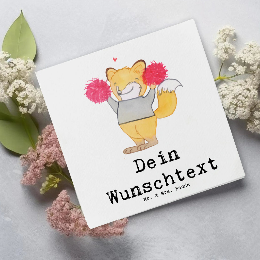 Personalisierte Deluxe Karte Fuchs Cheerleader Personalisierte Grußkarte, Personalisiertere Klappkarte, Personalisierte Einladungskarte, Personalisierte Glückwunschkarte, Personalisierte Hochzeitskarte, Personalisierte Geburtstagskarte, Grußkarte mit Namen, Grußkarte selber drucken, Grußkarte selbst gestalten, Grußkarte mit persönlichen Nachrichten, Grußkarte als Geldgeschenk, Grußkarten personalisiert, Personalisierte Karte, Geschenk, Sport, Sportart, Hobby, Schenken, Danke, Dankeschön, Auszeichnung, Gewinn, Sportler, Cheerleader, Cheerleading, Turnen, Turn Club, Turniere