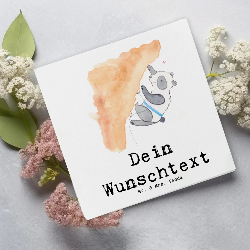 Personalisierte Deluxe Karte Panda Klettern Personalisierte Grußkarte, Personalisiertere Klappkarte, Personalisierte Einladungskarte, Personalisierte Glückwunschkarte, Personalisierte Hochzeitskarte, Personalisierte Geburtstagskarte, Grußkarte mit Namen, Grußkarte selber drucken, Grußkarte selbst gestalten, Grußkarte mit persönlichen Nachrichten, Grußkarte als Geldgeschenk, Grußkarten personalisiert, Personalisierte Karte, Geschenk, Sport, Sportart, Hobby, Schenken, Danke, Dankeschön, Auszeichnung, Gewinn, Sportler, Klettern, Bouldern, Kletterhalle, Klettersport