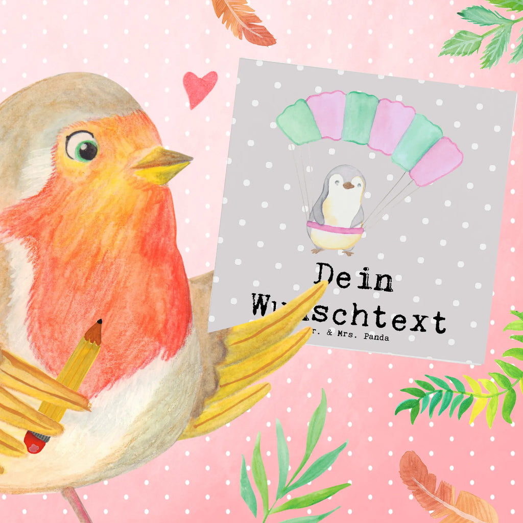 Personalisierte Deluxe Karte Pinguin Fallschirm springen Personalisierte Grußkarte, Personalisiertere Klappkarte, Personalisierte Einladungskarte, Personalisierte Glückwunschkarte, Personalisierte Hochzeitskarte, Personalisierte Geburtstagskarte, Grußkarte mit Namen, Grußkarte selber drucken, Grußkarte selbst gestalten, Grußkarte mit persönlichen Nachrichten, Grußkarte als Geldgeschenk, Grußkarten personalisiert, Personalisierte Karte, Geschenk, Sport, Sportart, Hobby, Schenken, Danke, Dankeschön, Auszeichnung, Gewinn, Sportler, Fallschirmspringen, Skydive, Fallschirmsprung