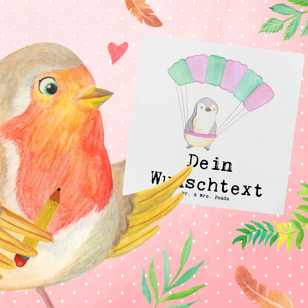 Personalisierte Deluxe Karte Pinguin Fallschirm springen Personalisierte Grußkarte, Personalisiertere Klappkarte, Personalisierte Einladungskarte, Personalisierte Glückwunschkarte, Personalisierte Hochzeitskarte, Personalisierte Geburtstagskarte, Grußkarte mit Namen, Grußkarte selber drucken, Grußkarte selbst gestalten, Grußkarte mit persönlichen Nachrichten, Grußkarte als Geldgeschenk, Grußkarten personalisiert, Personalisierte Karte, Geschenk, Sport, Sportart, Hobby, Schenken, Danke, Dankeschön, Auszeichnung, Gewinn, Sportler, Fallschirmspringen, Skydive, Fallschirmsprung