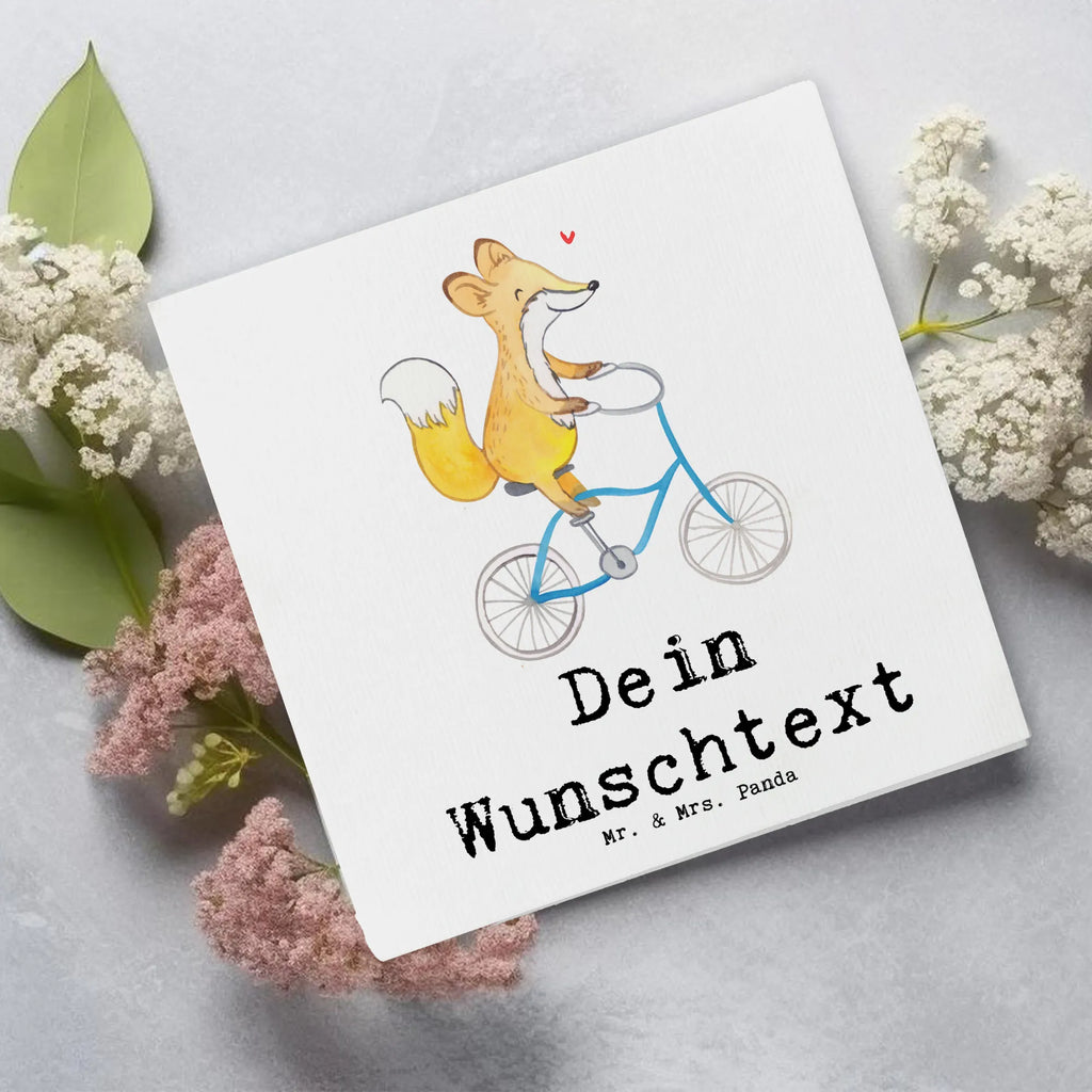 Personalisierte Deluxe Karte Fuchs Fahrrad fahren Personalisierte Grußkarte, Personalisiertere Klappkarte, Personalisierte Einladungskarte, Personalisierte Glückwunschkarte, Personalisierte Hochzeitskarte, Personalisierte Geburtstagskarte, Grußkarte mit Namen, Grußkarte selber drucken, Grußkarte selbst gestalten, Grußkarte mit persönlichen Nachrichten, Grußkarte als Geldgeschenk, Grußkarten personalisiert, Personalisierte Karte, Geschenk, Sport, Sportart, Hobby, Schenken, Danke, Dankeschön, Auszeichnung, Gewinn, Sportler, Fahrrad fahren, Radeln, Trekking, Mountainbiking, Radsport