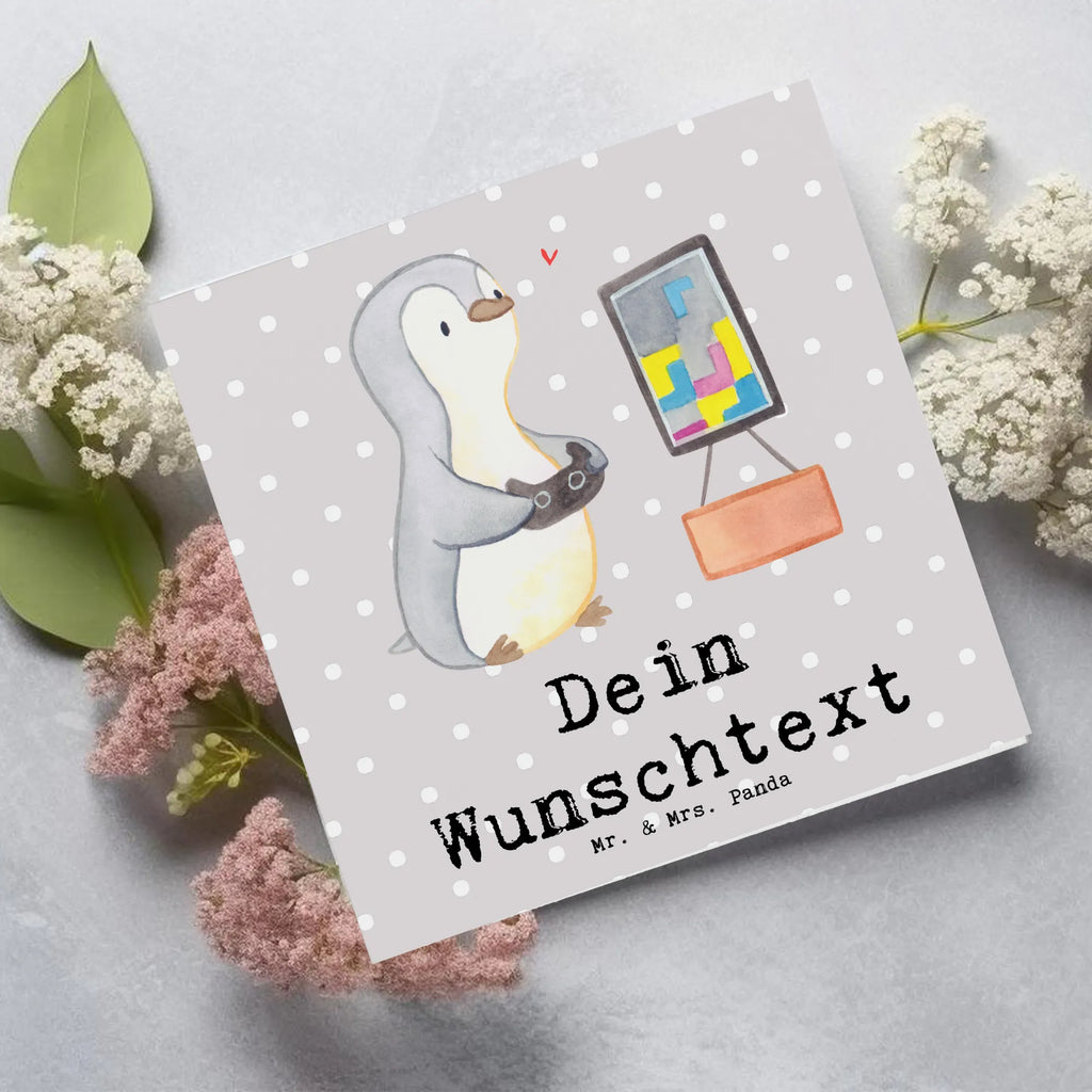 Personalisierte Deluxe Karte Pinguin Zocken Personalisierte Grußkarte, Personalisiertere Klappkarte, Personalisierte Einladungskarte, Personalisierte Glückwunschkarte, Personalisierte Hochzeitskarte, Personalisierte Geburtstagskarte, Grußkarte mit Namen, Grußkarte selber drucken, Grußkarte selbst gestalten, Grußkarte mit persönlichen Nachrichten, Grußkarte als Geldgeschenk, Grußkarten personalisiert, Personalisierte Karte, Geschenk, Sport, Sportart, Hobby, Schenken, Danke, Dankeschön, Auszeichnung, Gewinn, Sportler, Zocken, Gaming, Videospiele, Videogames