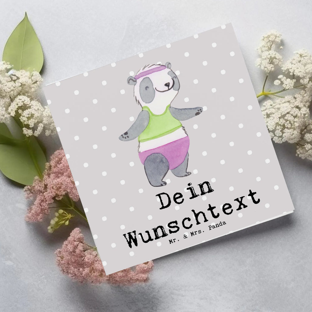 Personalisierte Deluxe Karte Panda Aerobic Personalisierte Grußkarte, Personalisiertere Klappkarte, Personalisierte Einladungskarte, Personalisierte Glückwunschkarte, Personalisierte Hochzeitskarte, Personalisierte Geburtstagskarte, Grußkarte mit Namen, Grußkarte selber drucken, Grußkarte selbst gestalten, Grußkarte mit persönlichen Nachrichten, Grußkarte als Geldgeschenk, Grußkarten personalisiert, Personalisierte Karte, Geschenk, Sport, Sportart, Hobby, Schenken, Danke, Dankeschön, Auszeichnung, Gewinn, Sportler, Aerobic, Aerobic Fitness, Fitnessstudio