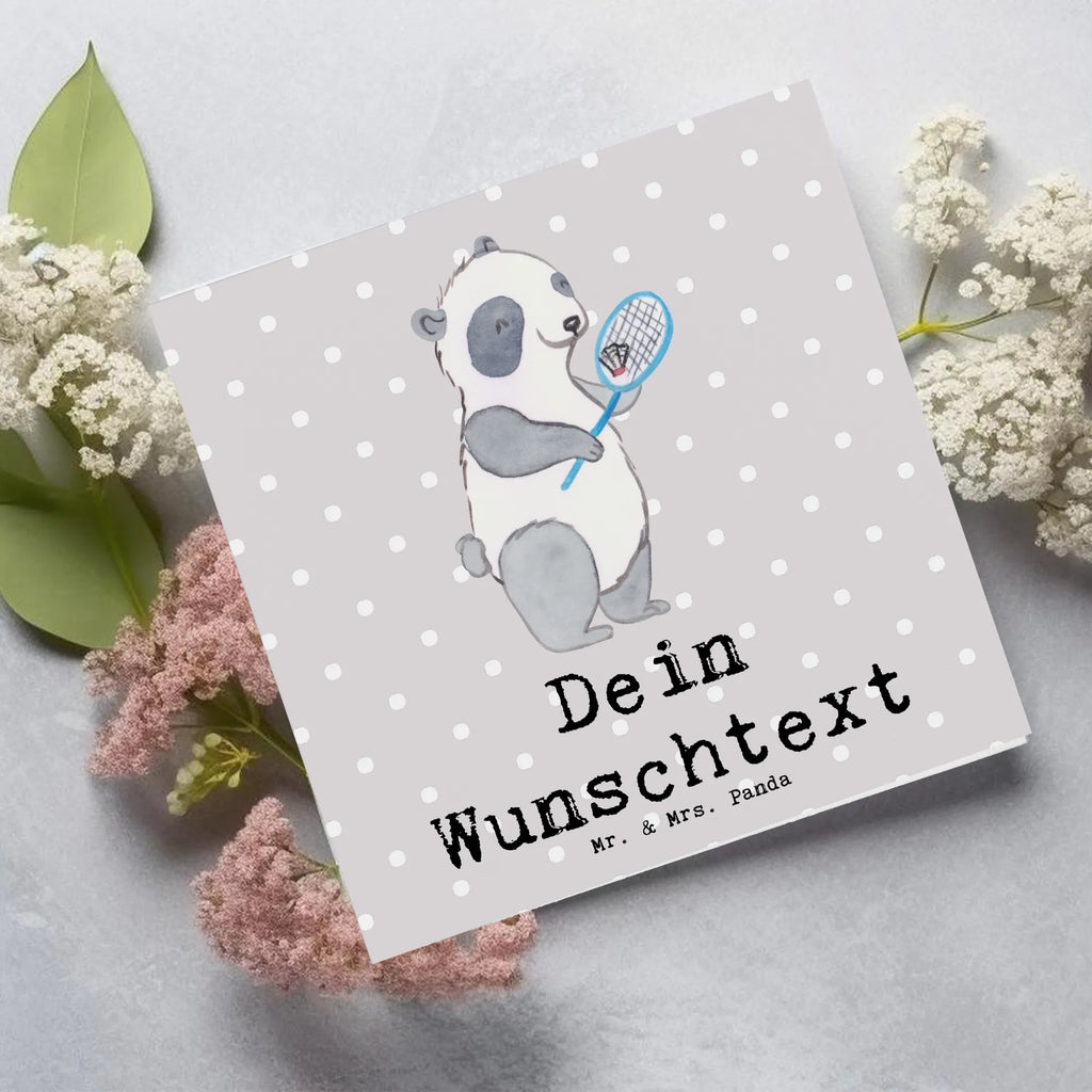 Personalisierte Deluxe Karte Panda Badminton Personalisierte Grußkarte, Personalisiertere Klappkarte, Personalisierte Einladungskarte, Personalisierte Glückwunschkarte, Personalisierte Hochzeitskarte, Personalisierte Geburtstagskarte, Grußkarte mit Namen, Grußkarte selber drucken, Grußkarte selbst gestalten, Grußkarte mit persönlichen Nachrichten, Grußkarte als Geldgeschenk, Grußkarten personalisiert, Personalisierte Karte, Geschenk, Sport, Sportart, Hobby, Schenken, Danke, Dankeschön, Auszeichnung, Gewinn, Sportler, Badminton, Badminton spielen