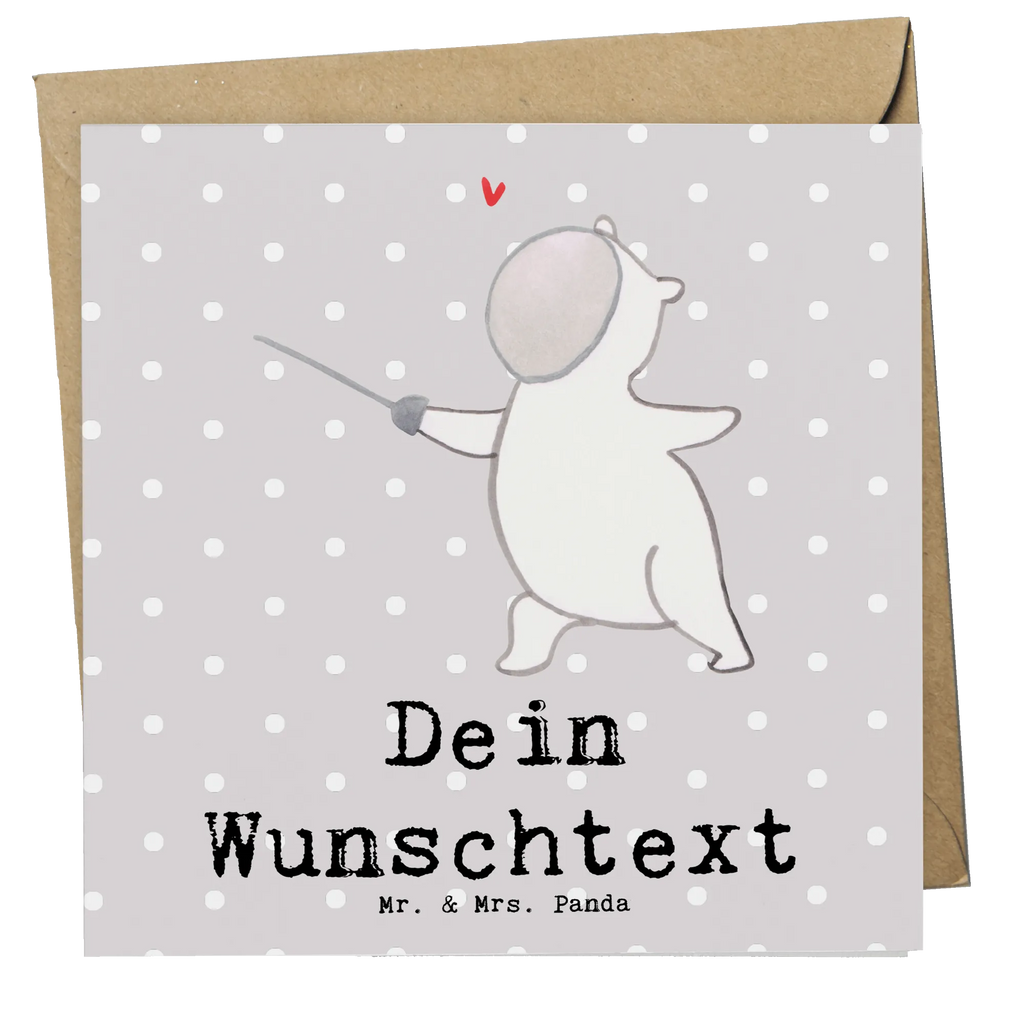 Personalisierte Deluxe Karte Panda Fechten Personalisierte Grußkarte, Personalisiertere Klappkarte, Personalisierte Einladungskarte, Personalisierte Glückwunschkarte, Personalisierte Hochzeitskarte, Personalisierte Geburtstagskarte, Grußkarte mit Namen, Grußkarte selber drucken, Grußkarte selbst gestalten, Grußkarte mit persönlichen Nachrichten, Grußkarte als Geldgeschenk, Grußkarten personalisiert, Personalisierte Karte, Geschenk, Sport, Sportart, Hobby, Schenken, Danke, Dankeschön, Auszeichnung, Gewinn, Sportler, Fechten, Fechter Bund, Fecht Verein, Fecht Club