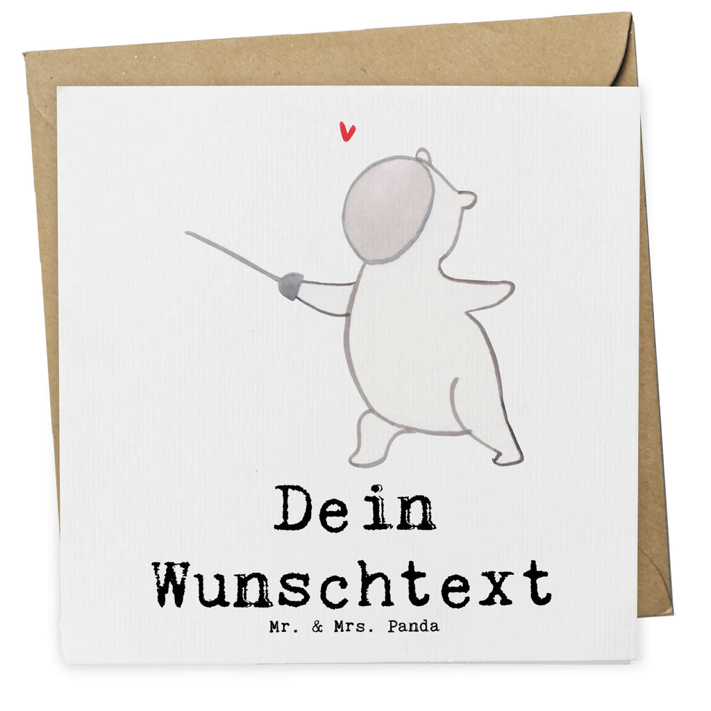 Personalisierte Deluxe Karte Panda Fechten Personalisierte Grußkarte, Personalisiertere Klappkarte, Personalisierte Einladungskarte, Personalisierte Glückwunschkarte, Personalisierte Hochzeitskarte, Personalisierte Geburtstagskarte, Grußkarte mit Namen, Grußkarte selber drucken, Grußkarte selbst gestalten, Grußkarte mit persönlichen Nachrichten, Grußkarte als Geldgeschenk, Grußkarten personalisiert, Personalisierte Karte, Geschenk, Sport, Sportart, Hobby, Schenken, Danke, Dankeschön, Auszeichnung, Gewinn, Sportler, Fechten, Fechter Bund, Fecht Verein, Fecht Club