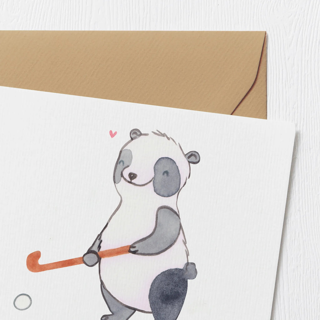 Personalisierte Deluxe Karte Panda Hockey spielen Personalisierte Grußkarte, Personalisiertere Klappkarte, Personalisierte Einladungskarte, Personalisierte Glückwunschkarte, Personalisierte Hochzeitskarte, Personalisierte Geburtstagskarte, Grußkarte mit Namen, Grußkarte selber drucken, Grußkarte selbst gestalten, Grußkarte mit persönlichen Nachrichten, Grußkarte als Geldgeschenk, Grußkarten personalisiert, Personalisierte Karte, Geschenk, Sport, Sportart, Hobby, Schenken, Danke, Dankeschön, Auszeichnung, Gewinn, Sportler, Hockey spielen, Feldhockey, Hockeyschläger, Hockey Verein