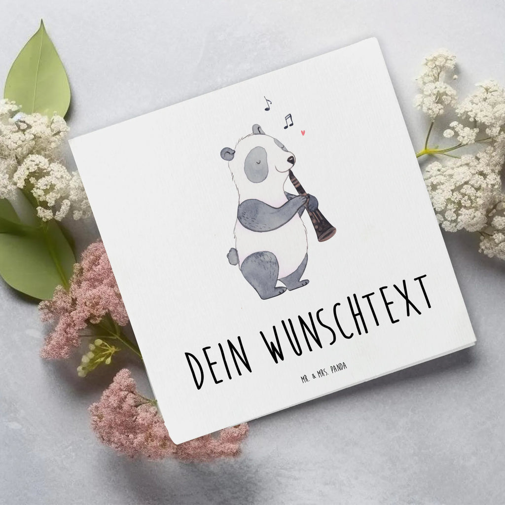 Personalisierte Deluxe Karte Panda Klarinette Personalisierte Grußkarte, Personalisiertere Klappkarte, Personalisierte Einladungskarte, Personalisierte Glückwunschkarte, Personalisierte Hochzeitskarte, Personalisierte Geburtstagskarte, Grußkarte mit Namen, Grußkarte selber drucken, Grußkarte selbst gestalten, Grußkarte mit persönlichen Nachrichten, Grußkarte als Geldgeschenk, Grußkarten personalisiert, Personalisierte Karte, Instrumente, Geschenke Musiker, Musikliebhaber, Panda, Klarinette, Holzblasinstrument, Orchester, Klassik, Ensemble