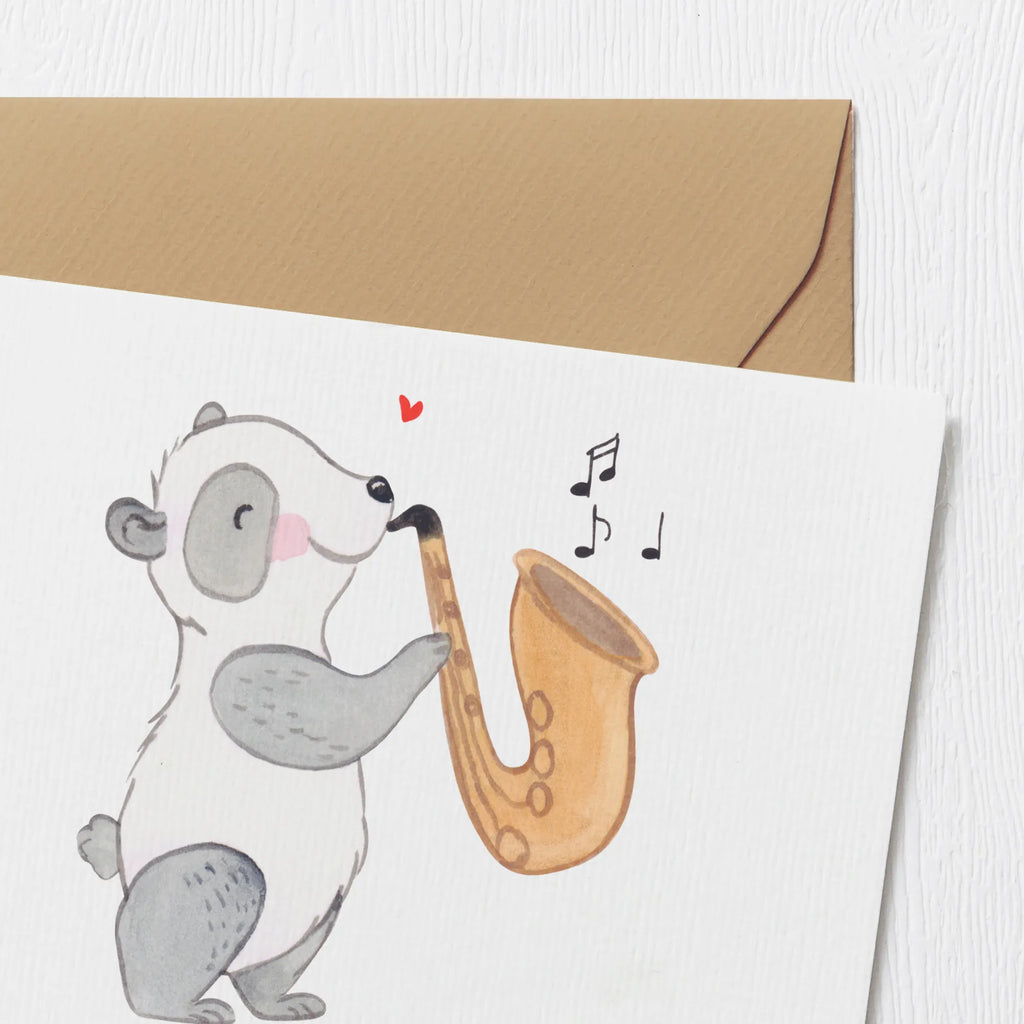 Personalisierte Deluxe Karte Panda Saxophon Personalisierte Grußkarte, Personalisiertere Klappkarte, Personalisierte Einladungskarte, Personalisierte Glückwunschkarte, Personalisierte Hochzeitskarte, Personalisierte Geburtstagskarte, Grußkarte mit Namen, Grußkarte selber drucken, Grußkarte selbst gestalten, Grußkarte mit persönlichen Nachrichten, Grußkarte als Geldgeschenk, Grußkarten personalisiert, Personalisierte Karte, Instrumente, Geschenke Musiker, Musikliebhaber, Panda, Saxophon, Holzbläser, Orchester, Bigband, Jazz