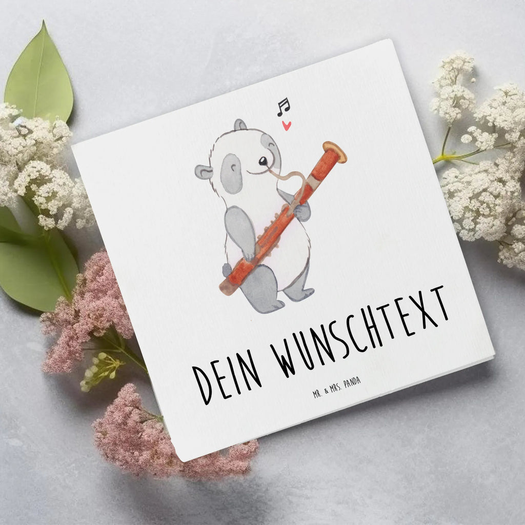 Personalisierte Deluxe Karte Panda Fagott Personalisierte Grußkarte, Personalisiertere Klappkarte, Personalisierte Einladungskarte, Personalisierte Glückwunschkarte, Personalisierte Hochzeitskarte, Personalisierte Geburtstagskarte, Grußkarte mit Namen, Grußkarte selber drucken, Grußkarte selbst gestalten, Grußkarte mit persönlichen Nachrichten, Grußkarte als Geldgeschenk, Grußkarten personalisiert, Personalisierte Karte, Instrumente, Geschenke Musiker, Musikliebhaber, Panda, Fagott, Holzblasinstrument, Orchester, Klassik, Kammermusik