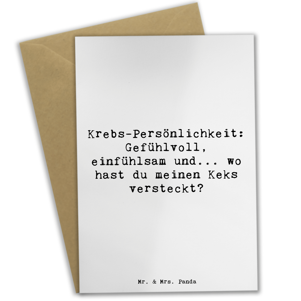 Grußkarte Krebs-Persönlichkeit: Gefühlvoll, einfühlsam und... wo hast du meinen Keks versteckt? Grußkarte, Klappkarte, Einladungskarte, Glückwunschkarte, Hochzeitskarte, Geburtstagskarte, Karte, Ansichtskarten, Tierkreiszeichen, Sternzeichen, Horoskop, Astrologie, Aszendent