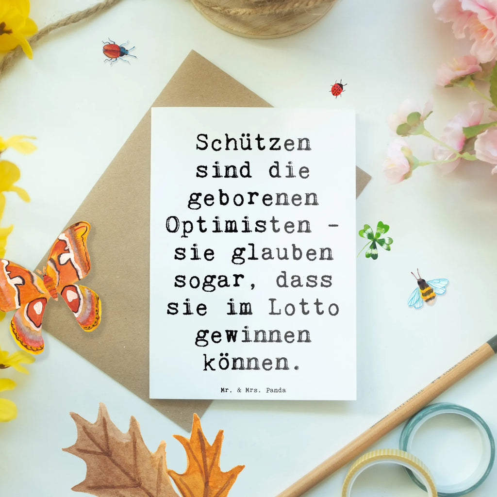 Grußkarte Spruch Schütze Optimist Grußkarte, Klappkarte, Einladungskarte, Glückwunschkarte, Hochzeitskarte, Geburtstagskarte, Karte, Ansichtskarten, Tierkreiszeichen, Sternzeichen, Horoskop, Astrologie, Aszendent