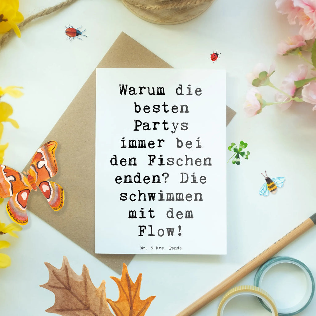 Grußkarte Spruch Fische Flow Spaß Grußkarte, Klappkarte, Einladungskarte, Glückwunschkarte, Hochzeitskarte, Geburtstagskarte, Karte, Ansichtskarten, Tierkreiszeichen, Sternzeichen, Horoskop, Astrologie, Aszendent