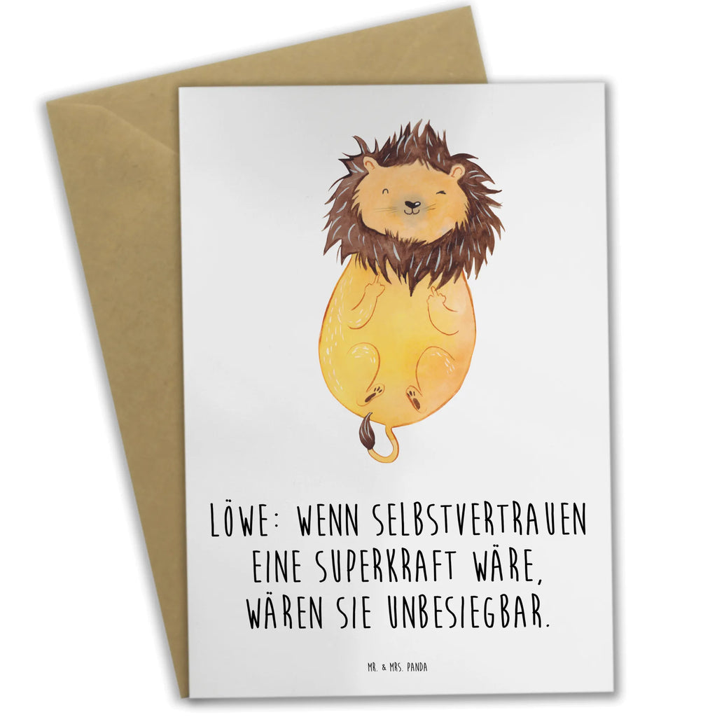 Grußkarte Löwe Superkraft Grußkarte, Klappkarte, Einladungskarte, Glückwunschkarte, Hochzeitskarte, Geburtstagskarte, Karte, Ansichtskarten, Tierkreiszeichen, Sternzeichen, Horoskop, Astrologie, Aszendent