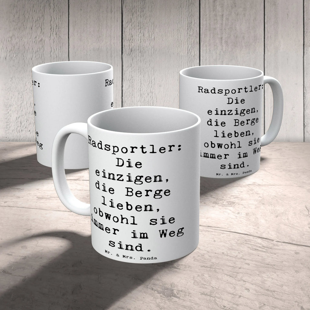 Mug Saying Radsportler: Die einzigen, die Berge lieben, obwohl sie immer im Weg sind. Tasse, Kaffeetasse, Teetasse, Becher, Kaffeebecher, Teebecher, Keramiktasse, Porzellantasse, Büro Tasse, Geschenk Tasse, Tasse Sprüche, Tasse Motive, Kaffeetassen, Tasse bedrucken, Designer Tasse, Cappuccino Tassen, Schöne Teetassen, Geschenk, Sport, Sportart, Hobby, Schenken, Danke, Dankeschön, Auszeichnung, Gewinn, Sportler
