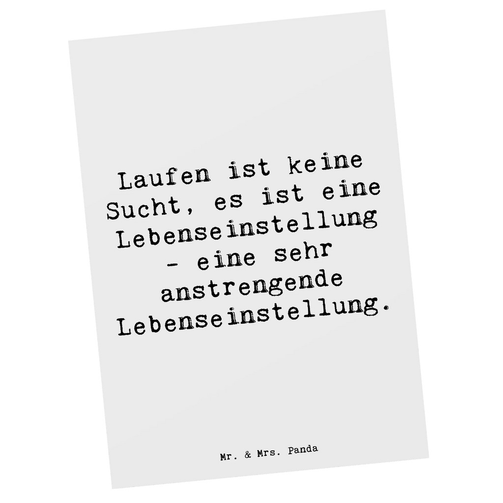 Postkarte Spruch Laufen ist keine Sucht, es ist eine Lebenseinstellung - eine sehr anstrengende Lebenseinstellung. Postkarte, Karte, Geschenkkarte, Grußkarte, Einladung, Ansichtskarte, Geburtstagskarte, Einladungskarte, Dankeskarte, Ansichtskarten, Einladung Geburtstag, Einladungskarten Geburtstag, Geschenk, Sport, Sportart, Hobby, Schenken, Danke, Dankeschön, Auszeichnung, Gewinn, Sportler