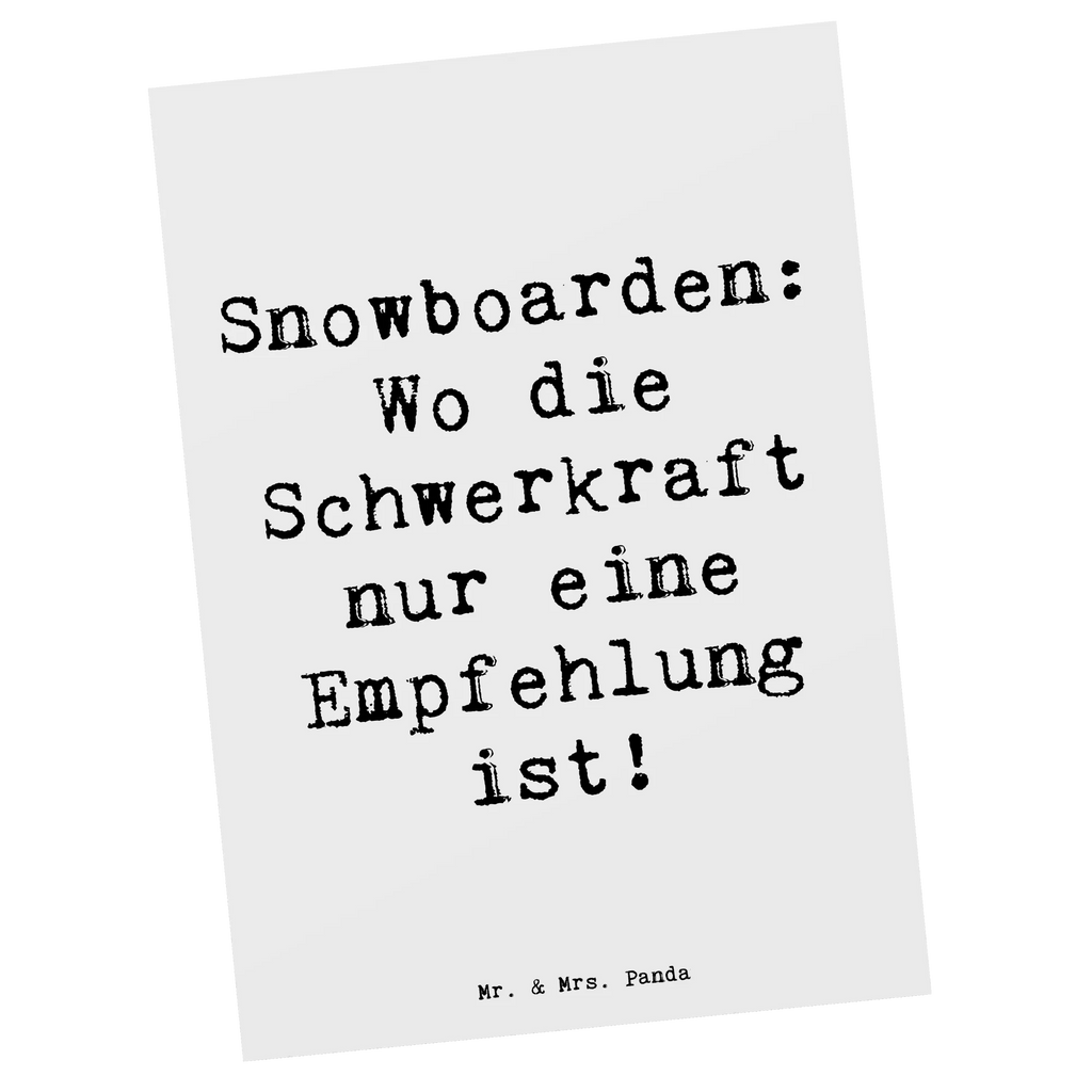 Postkarte Spruch Snowboarden: Wo die Schwerkraft nur eine Empfehlung ist! Postkarte, Karte, Geschenkkarte, Grußkarte, Einladung, Ansichtskarte, Geburtstagskarte, Einladungskarte, Dankeskarte, Ansichtskarten, Einladung Geburtstag, Einladungskarten Geburtstag, Geschenk, Sport, Sportart, Hobby, Schenken, Danke, Dankeschön, Auszeichnung, Gewinn, Sportler