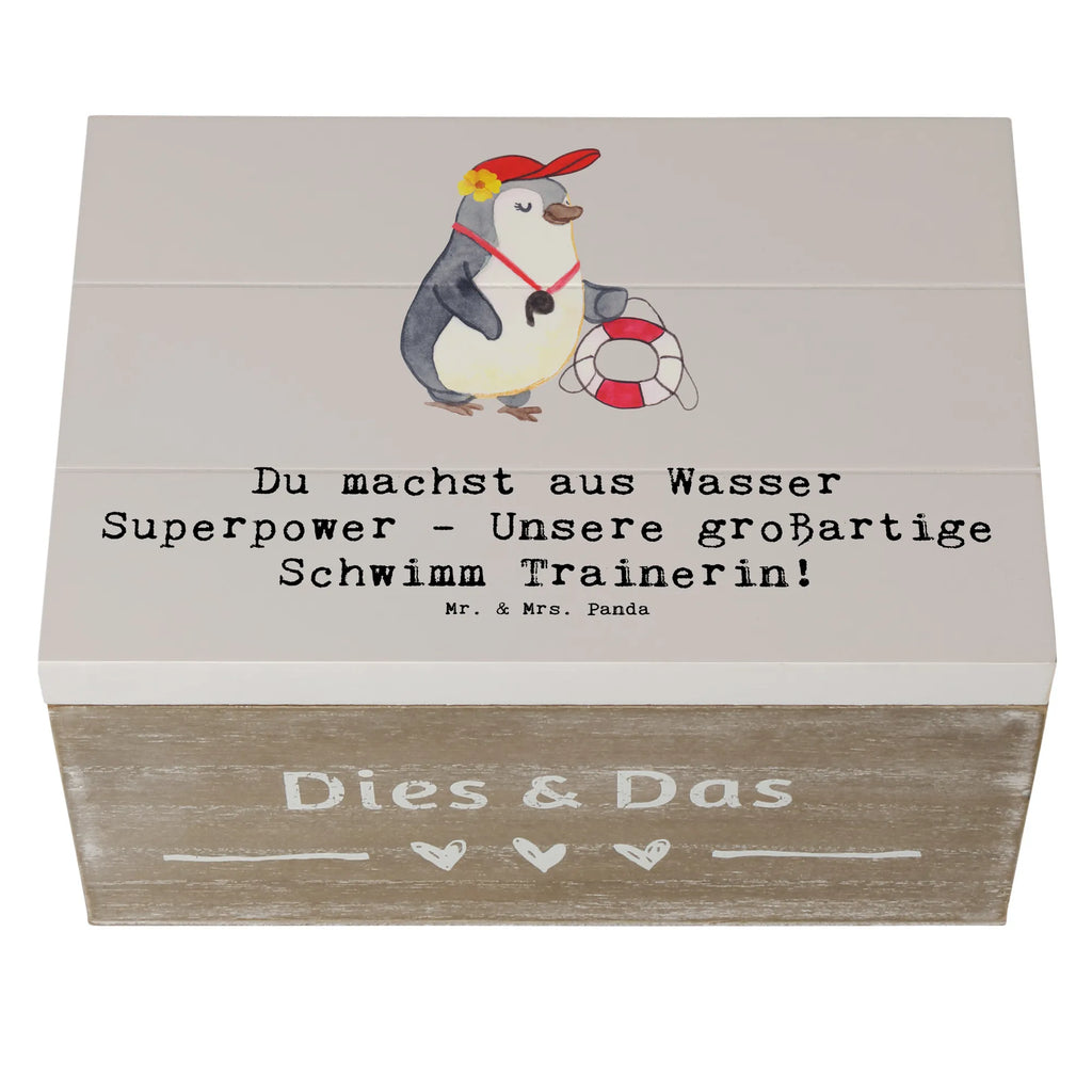 Holzkiste Superpower Schwimmen Trainerin Holzkiste, Kiste, Schatzkiste, Truhe, Schatulle, XXL, Erinnerungsbox, Erinnerungskiste, Dekokiste, Aufbewahrungsbox, Geschenkbox, Geschenkdose, Geschenk, Sport, Sportart, Hobby, Schenken, Danke, Dankeschön, Auszeichnung, Gewinn, Sportler