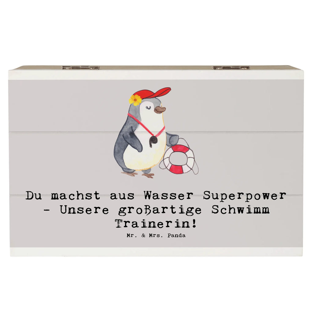 Holzkiste Superpower Schwimmen Trainerin Holzkiste, Kiste, Schatzkiste, Truhe, Schatulle, XXL, Erinnerungsbox, Erinnerungskiste, Dekokiste, Aufbewahrungsbox, Geschenkbox, Geschenkdose, Geschenk, Sport, Sportart, Hobby, Schenken, Danke, Dankeschön, Auszeichnung, Gewinn, Sportler