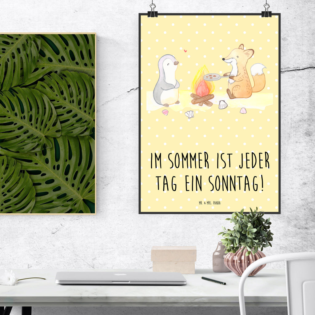 Poster Sommer Sonntag Poster, Wandposter, Bild, Wanddeko, Küchenposter, Kinderposter, Wanddeko Bild, Raumdekoration, Wanddekoration, Handgemaltes Poster, Mr. & Mrs. Panda Poster, Designposter, Kunstdruck, Posterdruck, Sommer, Sommermotive, Urlaubsmotive, Produkte für Urlauber, Sommer Produkte