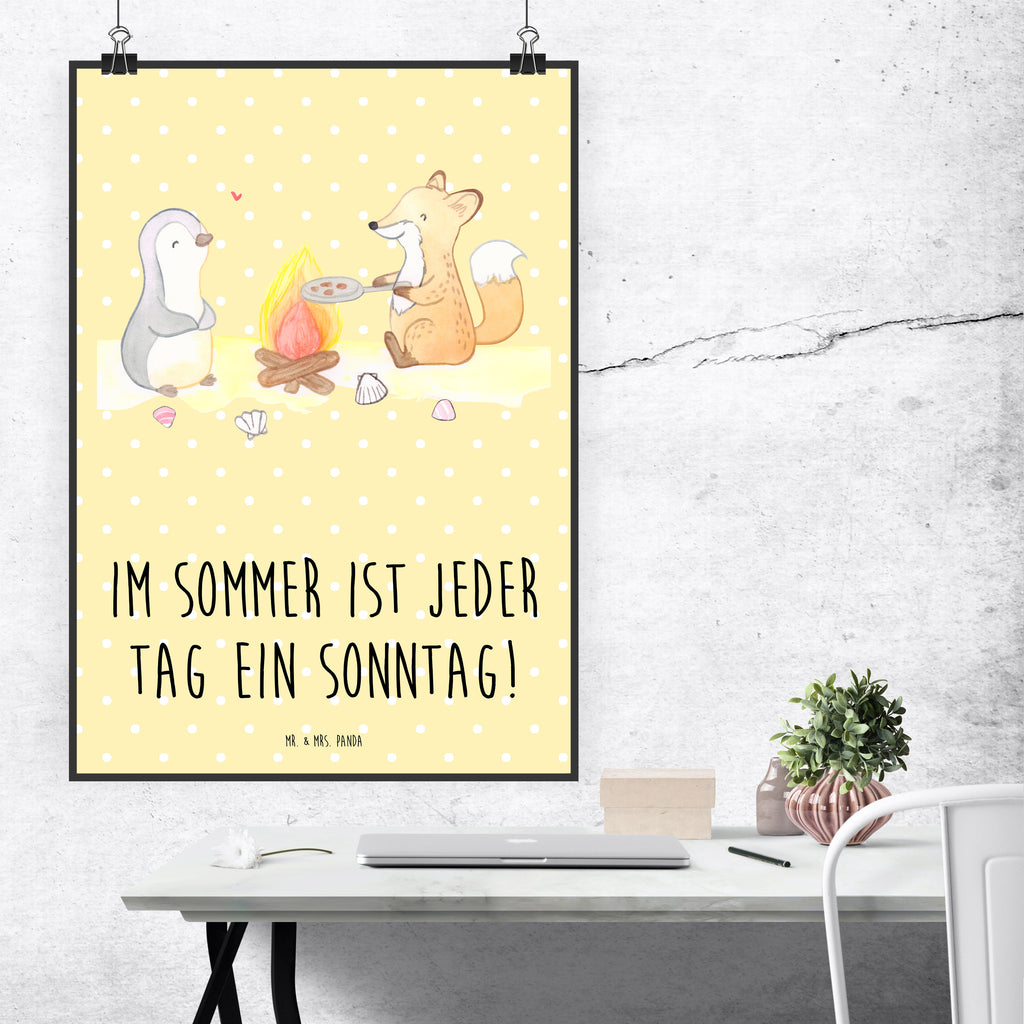 Poster Sommer Sonntag Poster, Wandposter, Bild, Wanddeko, Küchenposter, Kinderposter, Wanddeko Bild, Raumdekoration, Wanddekoration, Handgemaltes Poster, Mr. & Mrs. Panda Poster, Designposter, Kunstdruck, Posterdruck, Sommer, Sommermotive, Urlaubsmotive, Produkte für Urlauber, Sommer Produkte