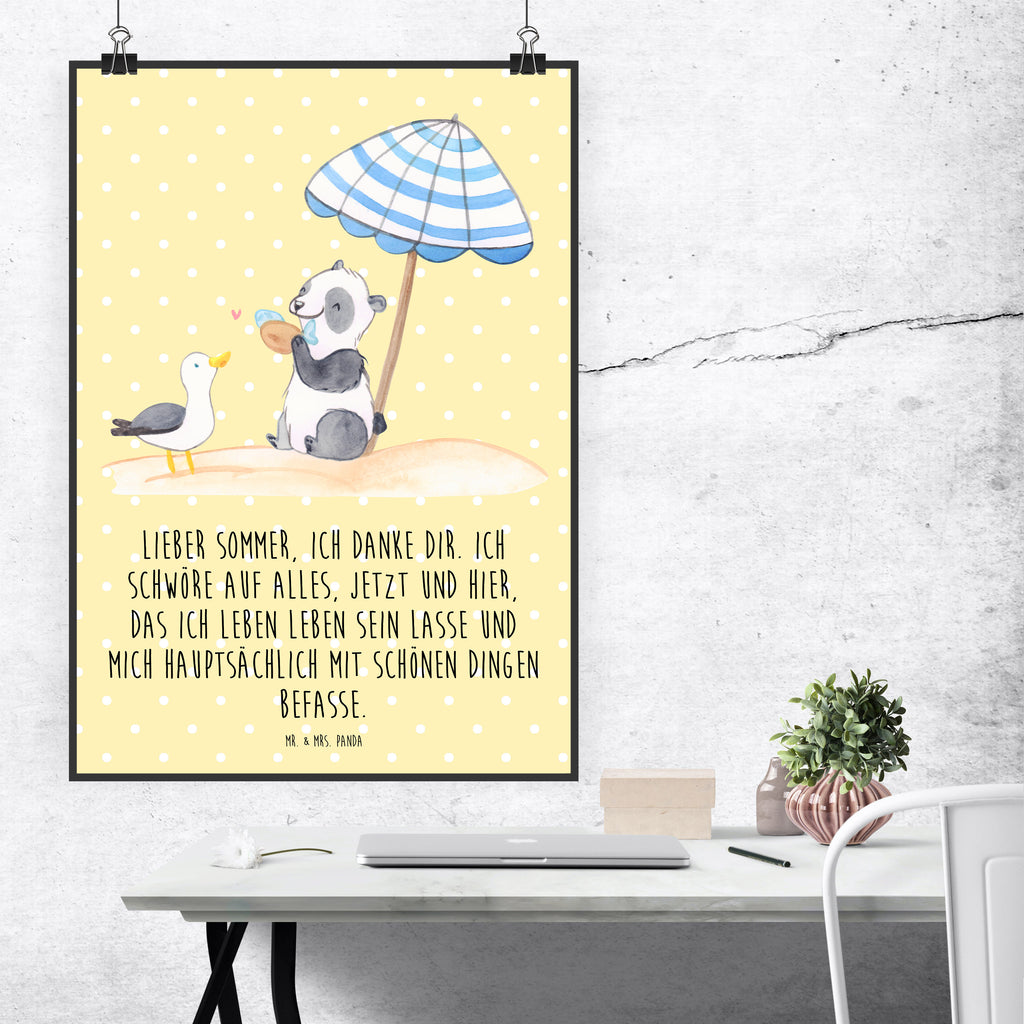 Poster Lieber Sommer Poster, Wandposter, Bild, Wanddeko, Küchenposter, Kinderposter, Wanddeko Bild, Raumdekoration, Wanddekoration, Handgemaltes Poster, Mr. & Mrs. Panda Poster, Designposter, Kunstdruck, Posterdruck, Sommer, Sommermotive, Urlaubsmotive, Produkte für Urlauber, Sommer Produkte