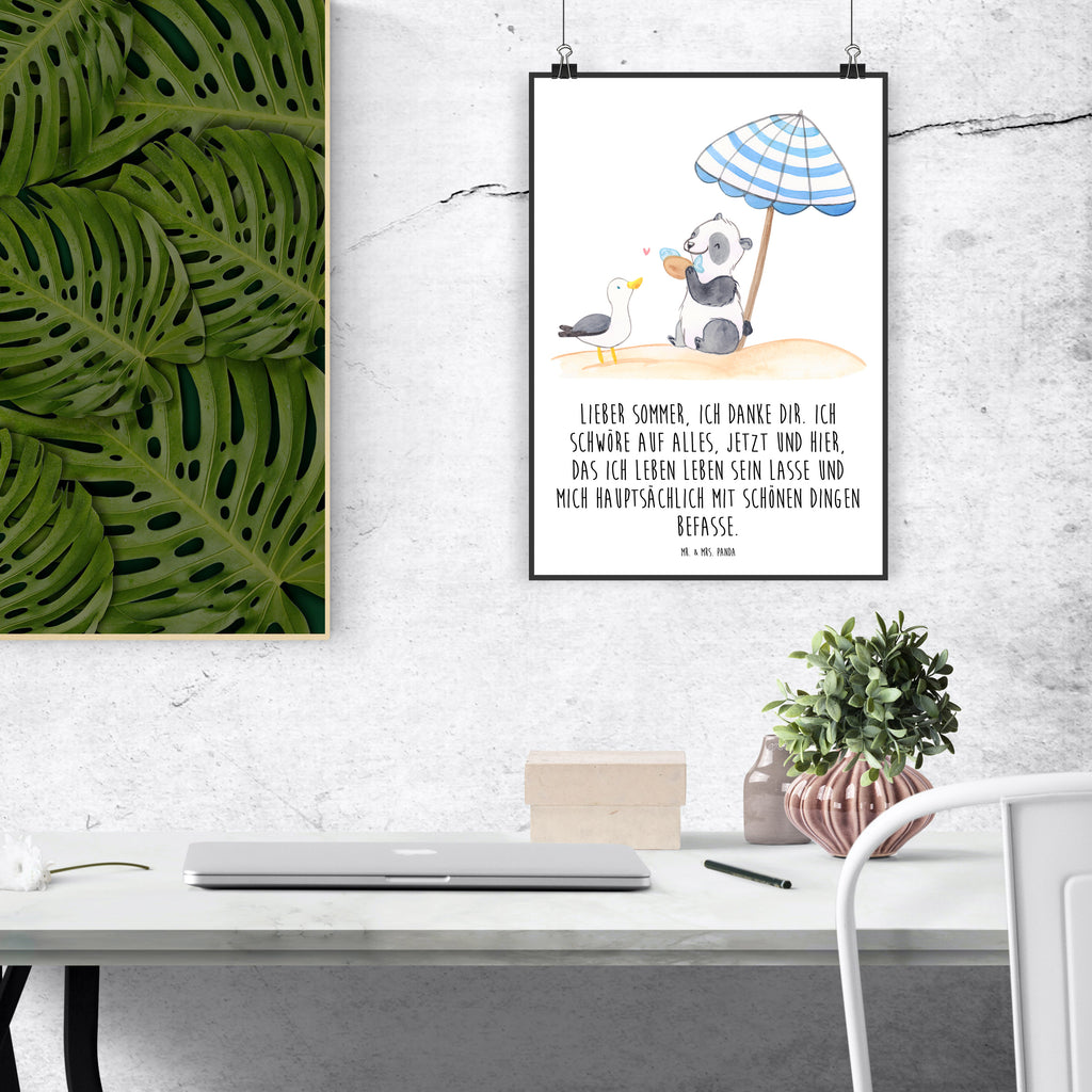 Poster Lieber Sommer Poster, Wandposter, Bild, Wanddeko, Küchenposter, Kinderposter, Wanddeko Bild, Raumdekoration, Wanddekoration, Handgemaltes Poster, Mr. & Mrs. Panda Poster, Designposter, Kunstdruck, Posterdruck, Sommer, Sommermotive, Urlaubsmotive, Produkte für Urlauber, Sommer Produkte